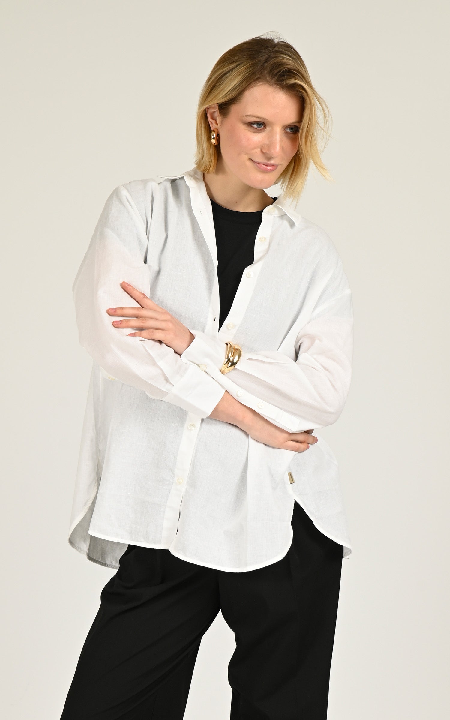 Chemise oversize en lin blanc 1