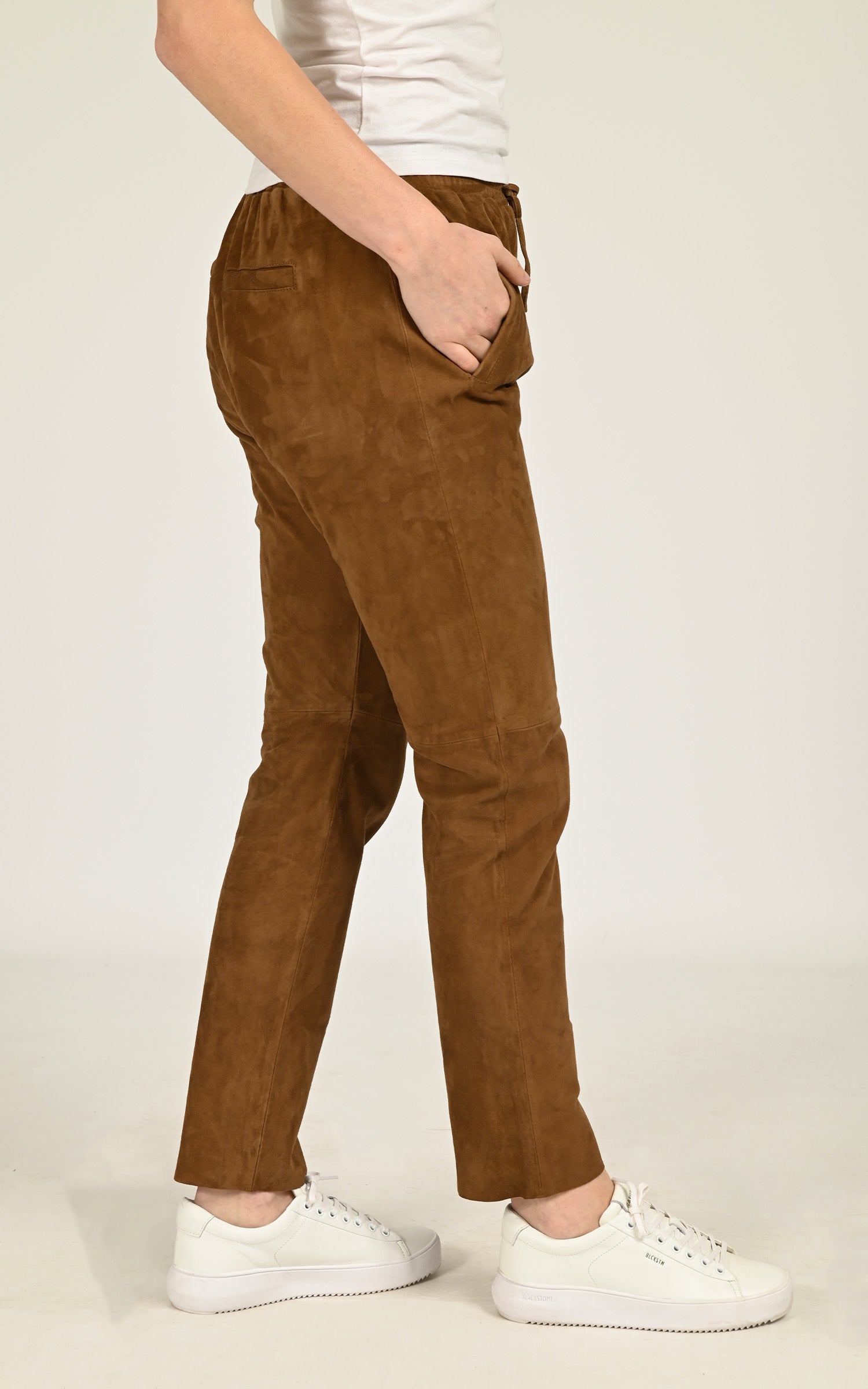 Pantalon jogpant daim Gift cognac 2