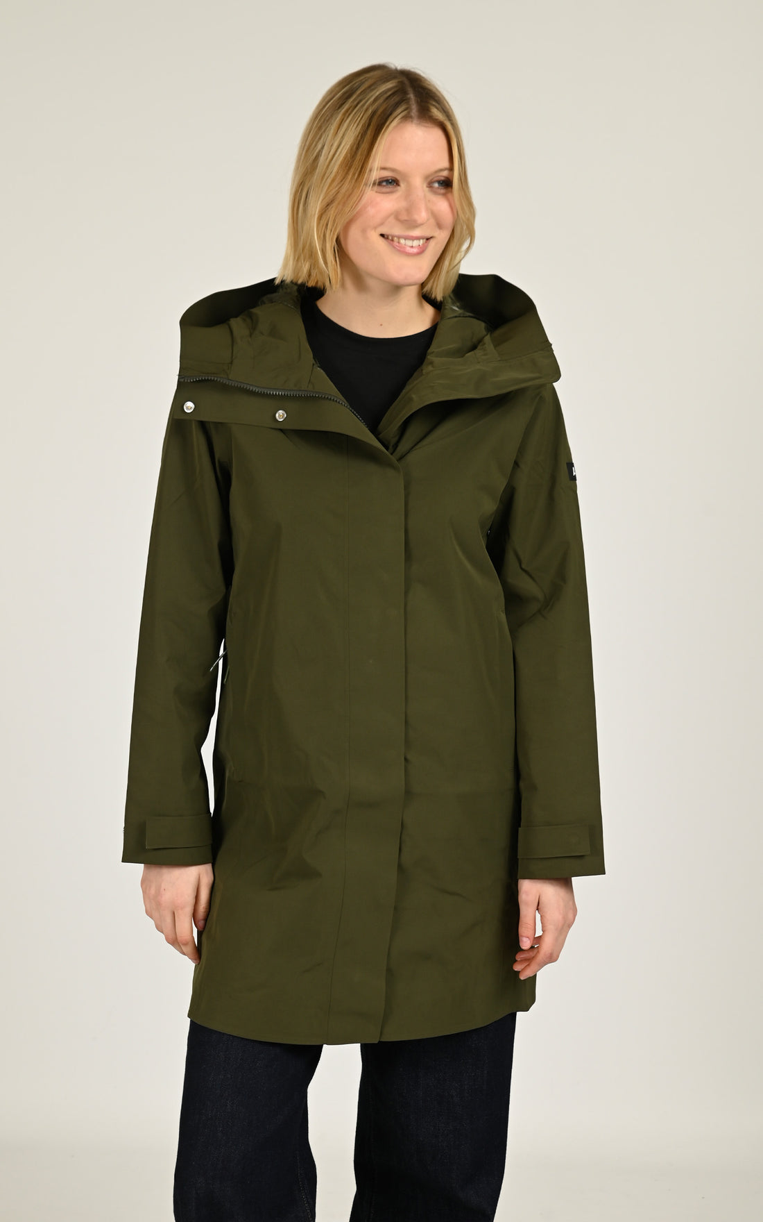 Parka longue à capuche kaki