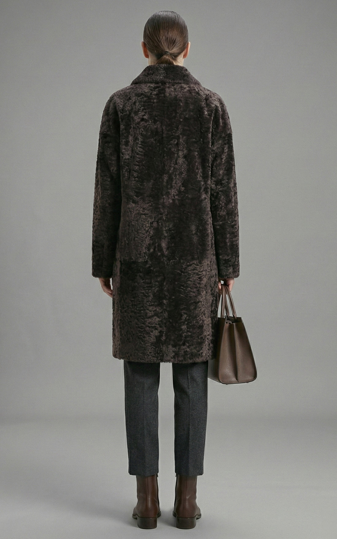 Manteau peau lainée réversible marron