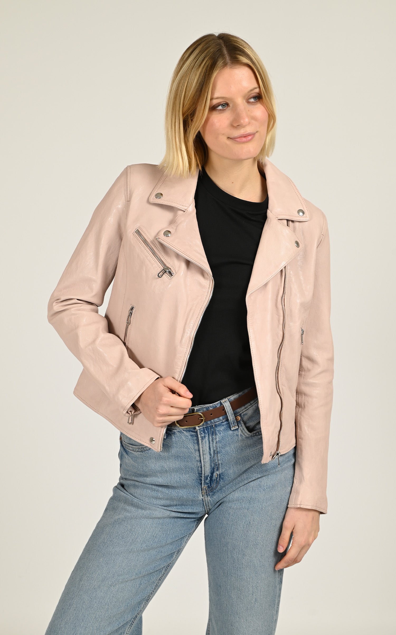 Perfecto de cuero Anthea rosa empolvado 1