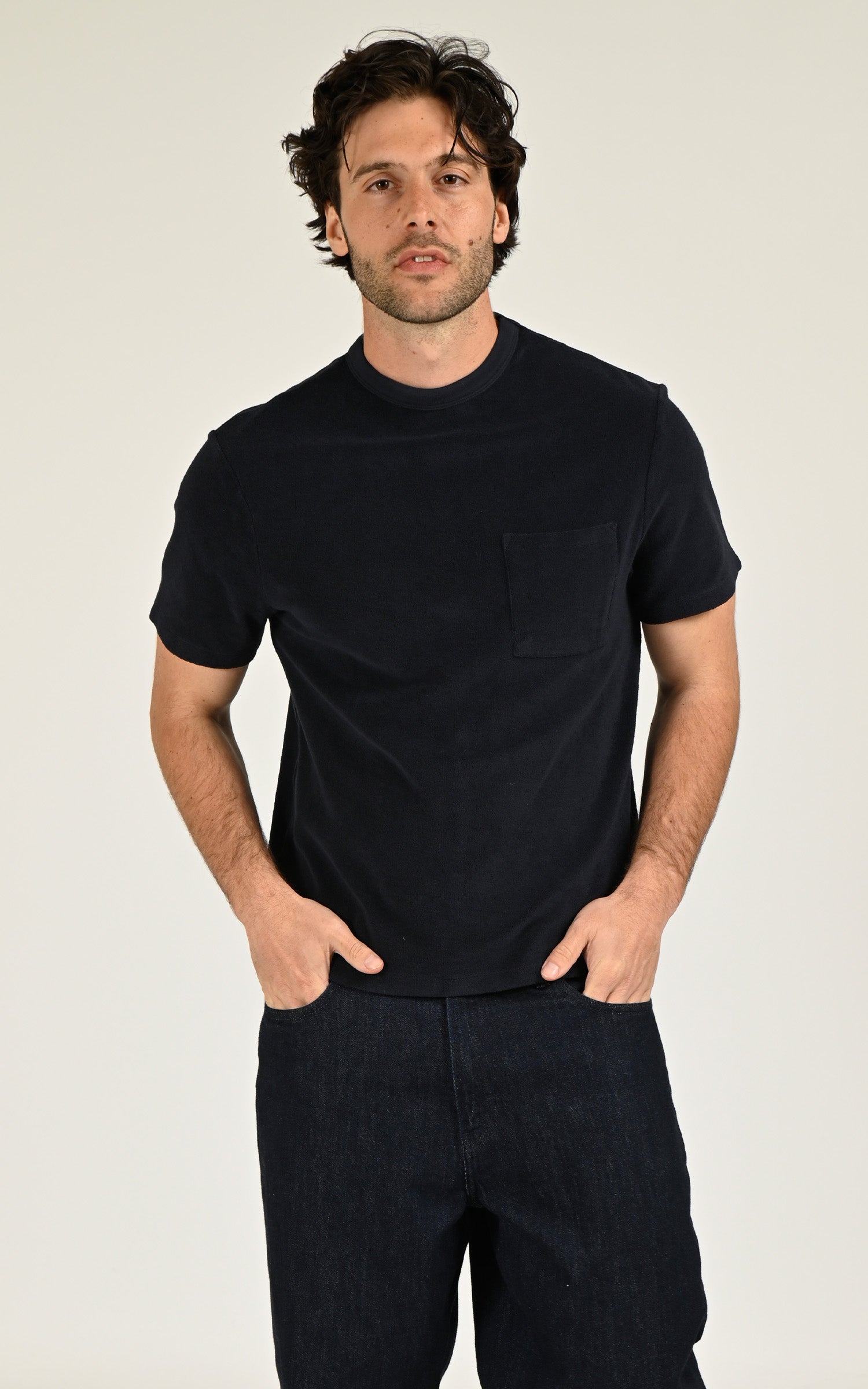 Navy Tobago terry cotton T-shirt 1