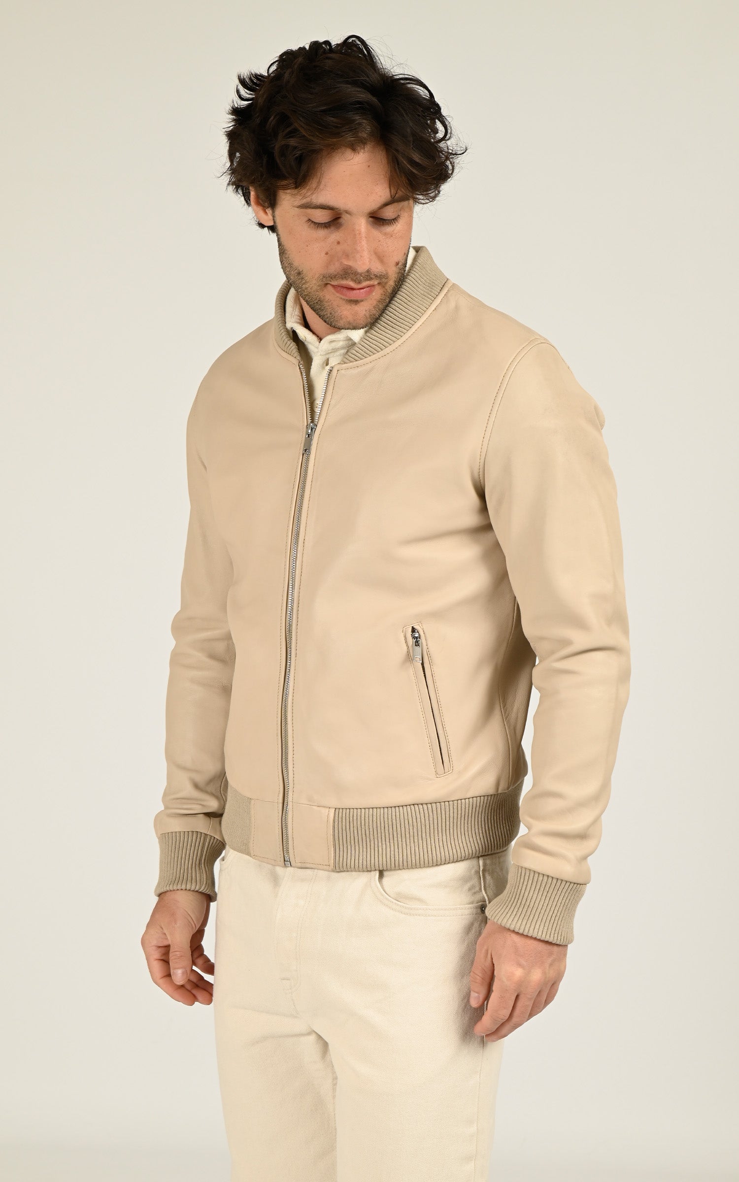 Teddy cuir Bonbon beige 1