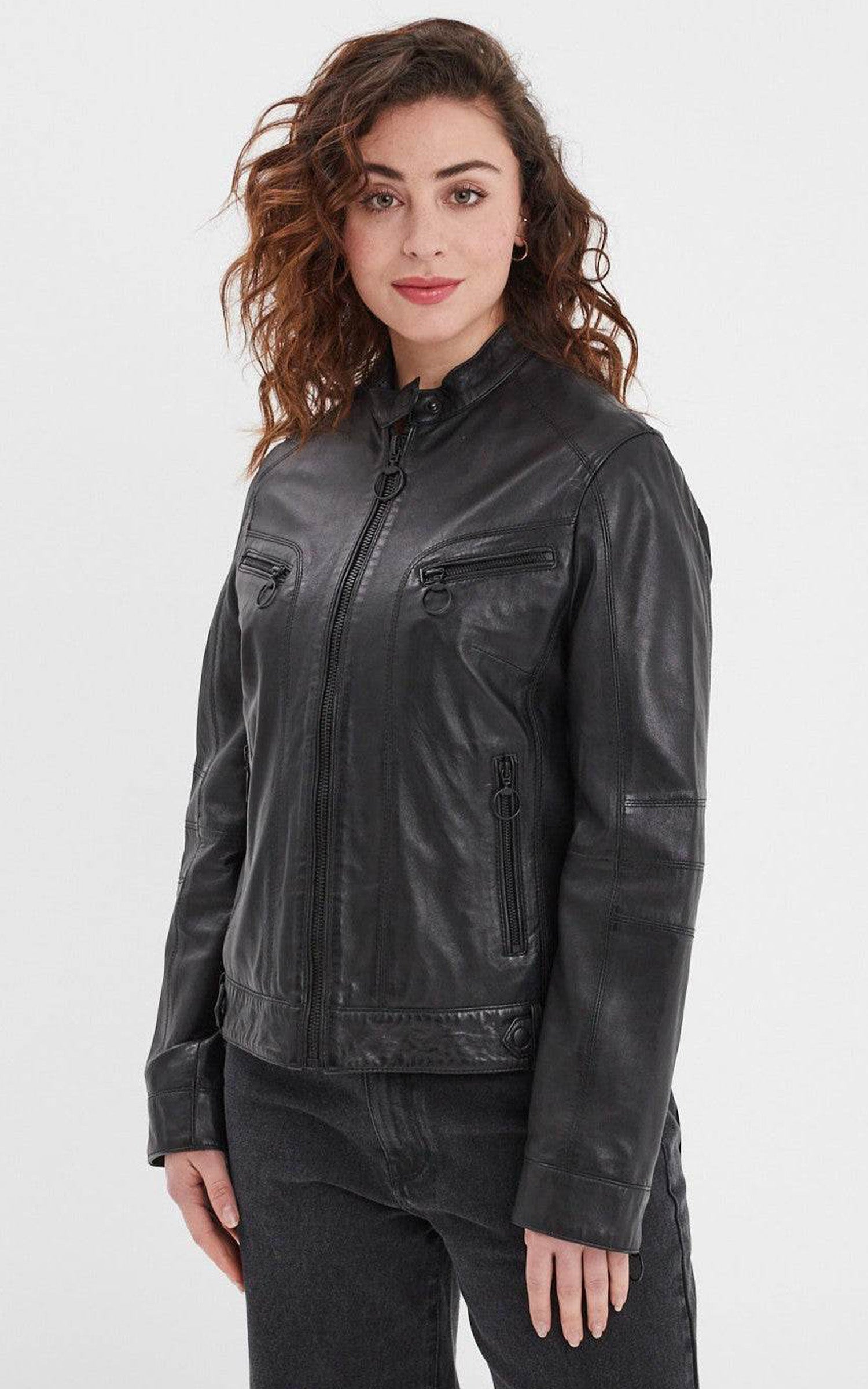 Blouson motard cuir Guilford noir 1