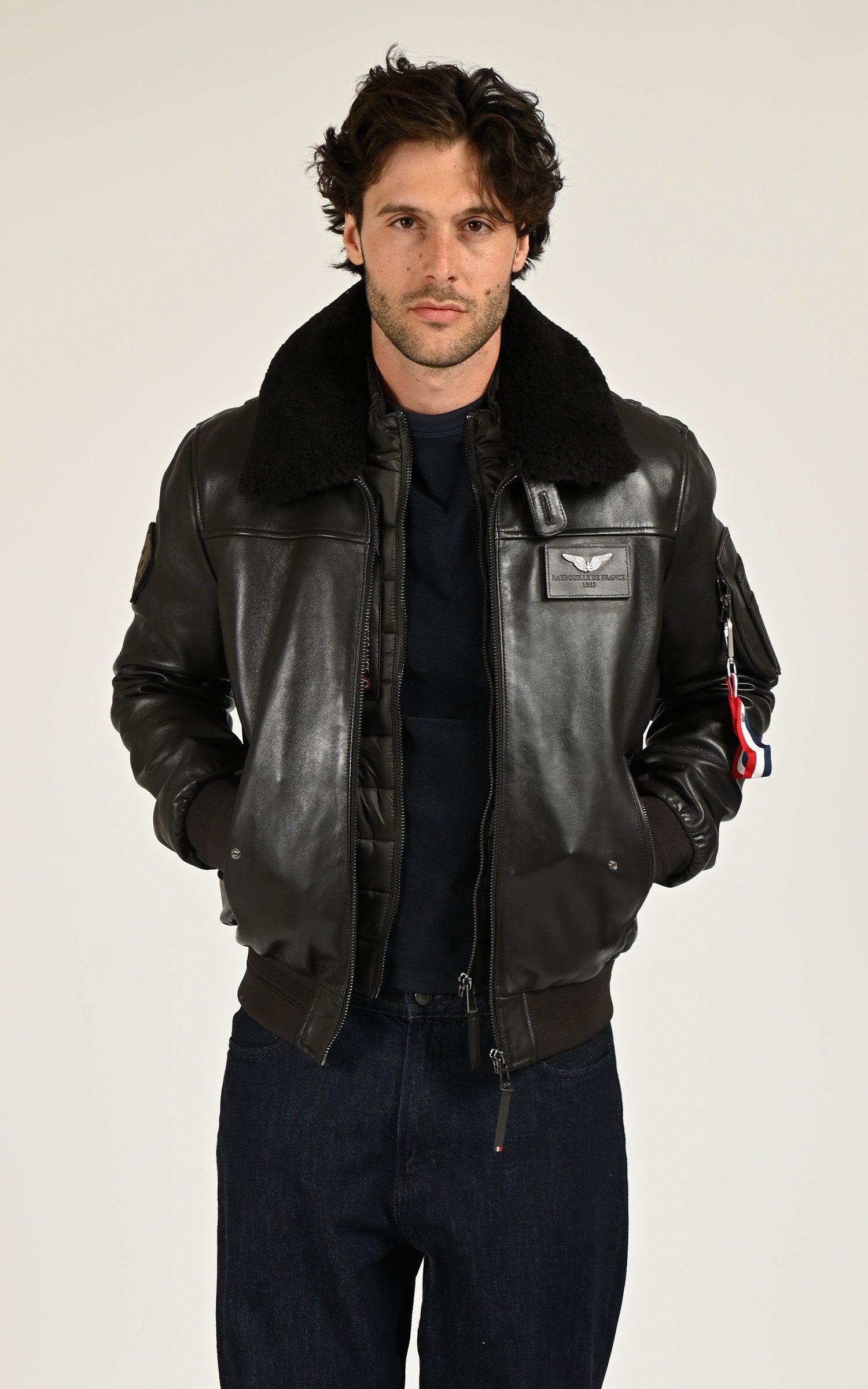 Brown Rafal leather pilot jacket 1