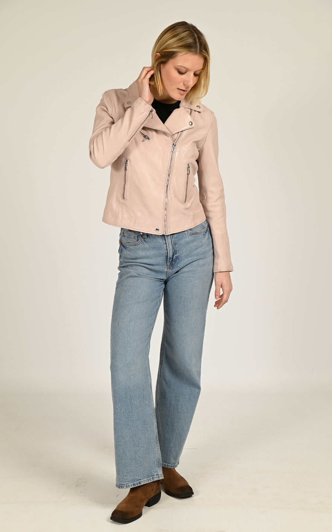 Perfecto cuir Anthea rose poudré