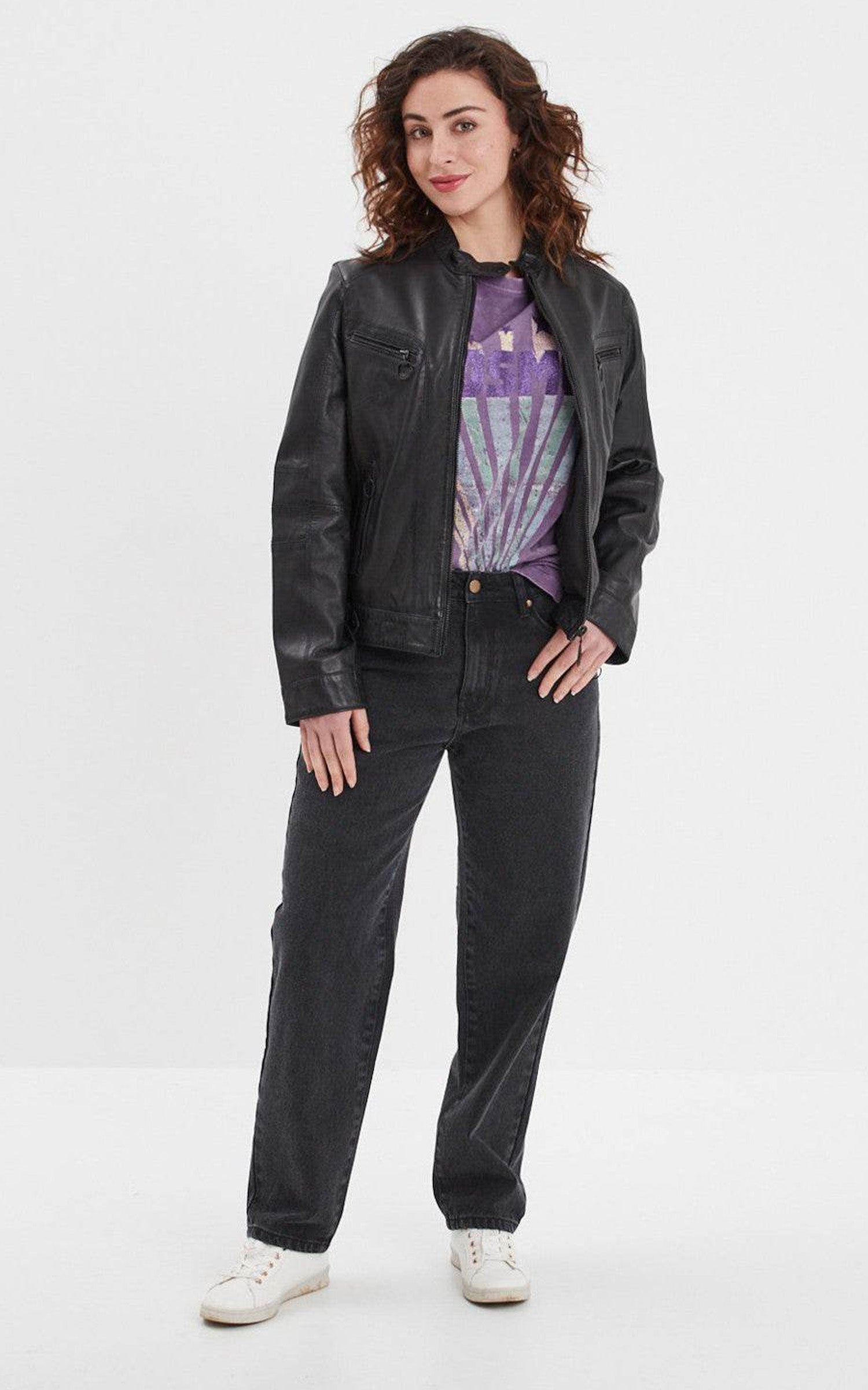 Blouson motard cuir Guilford noir 2