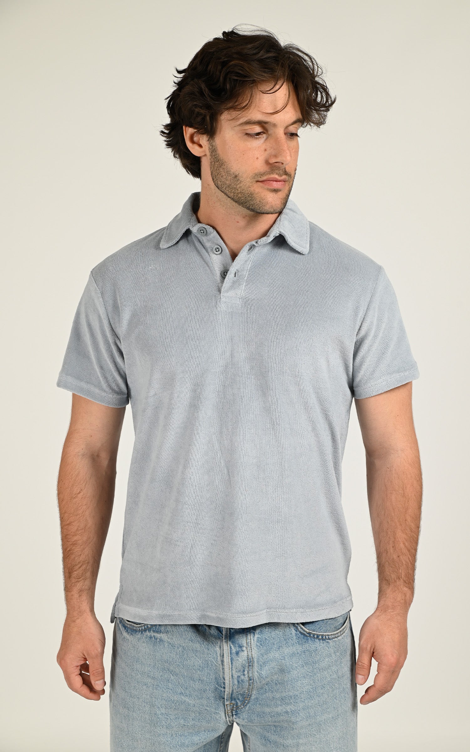 Sky blue Brody terrycloth polo shirt