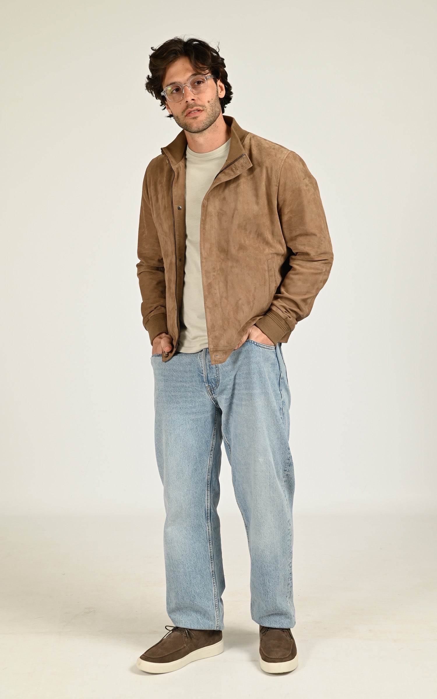 Blouson en daim Ziggy taupe