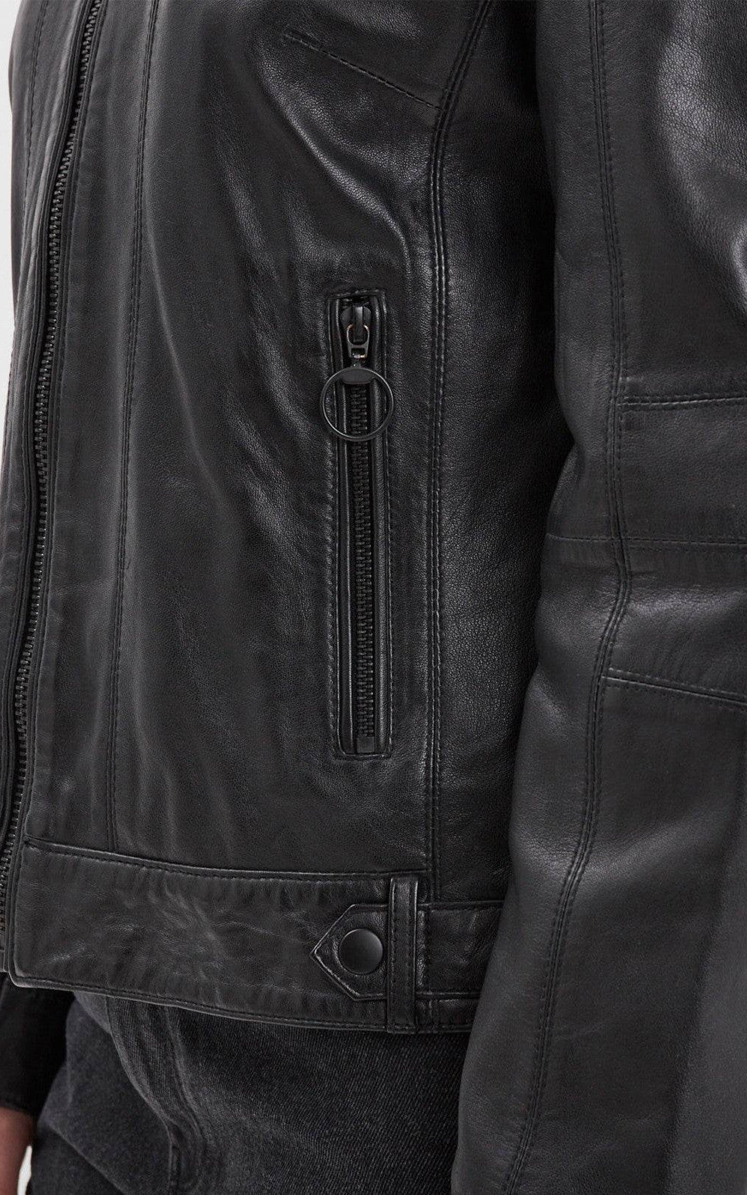 Blouson motard cuir Guilford noir 5