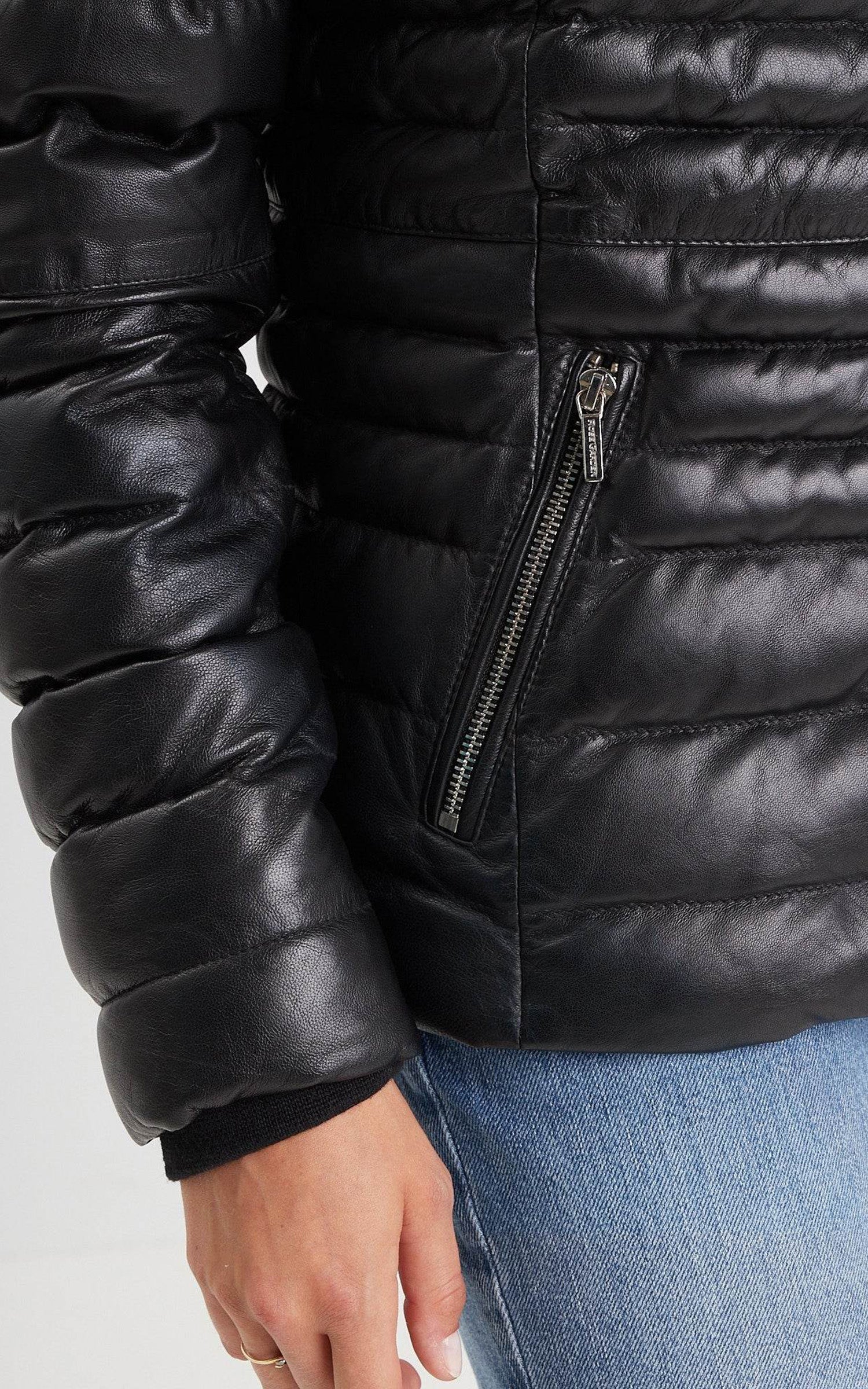 Doudoune cuir Kildine noir