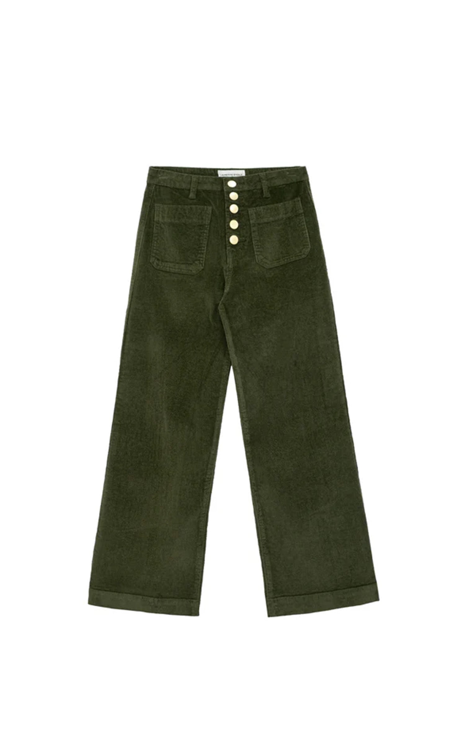 Pantalon large en velours Atlanta kaki 1