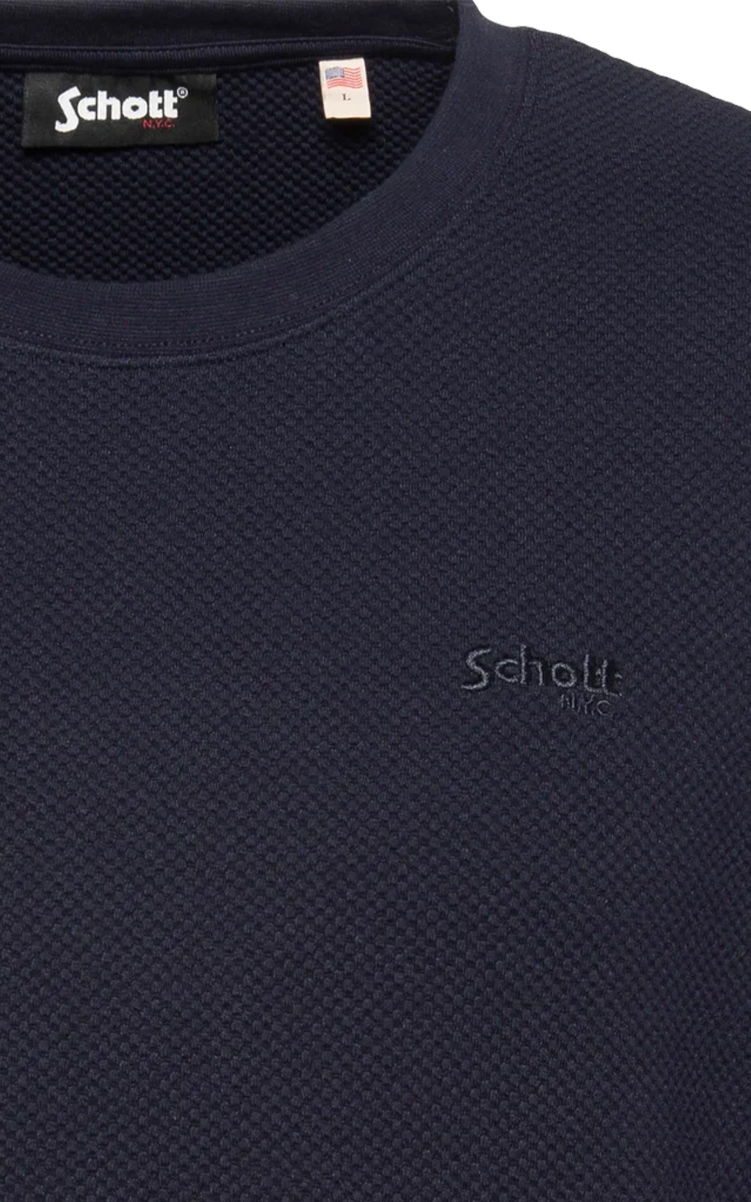 T-shirt maille effet gaufré bleu marine