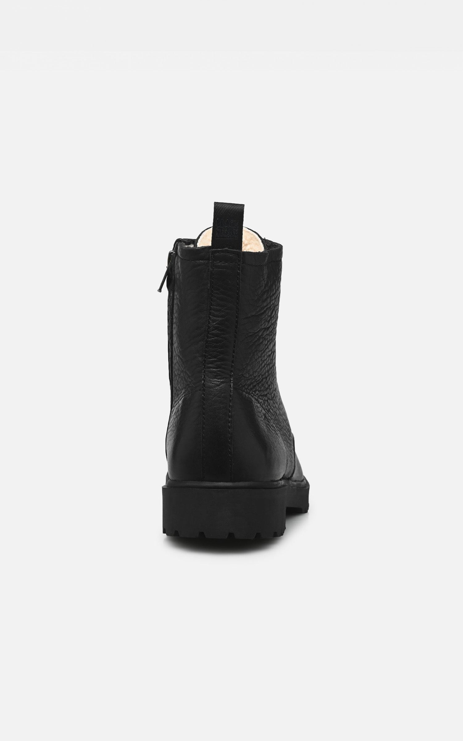 KAJSA black fur-lined leather boots