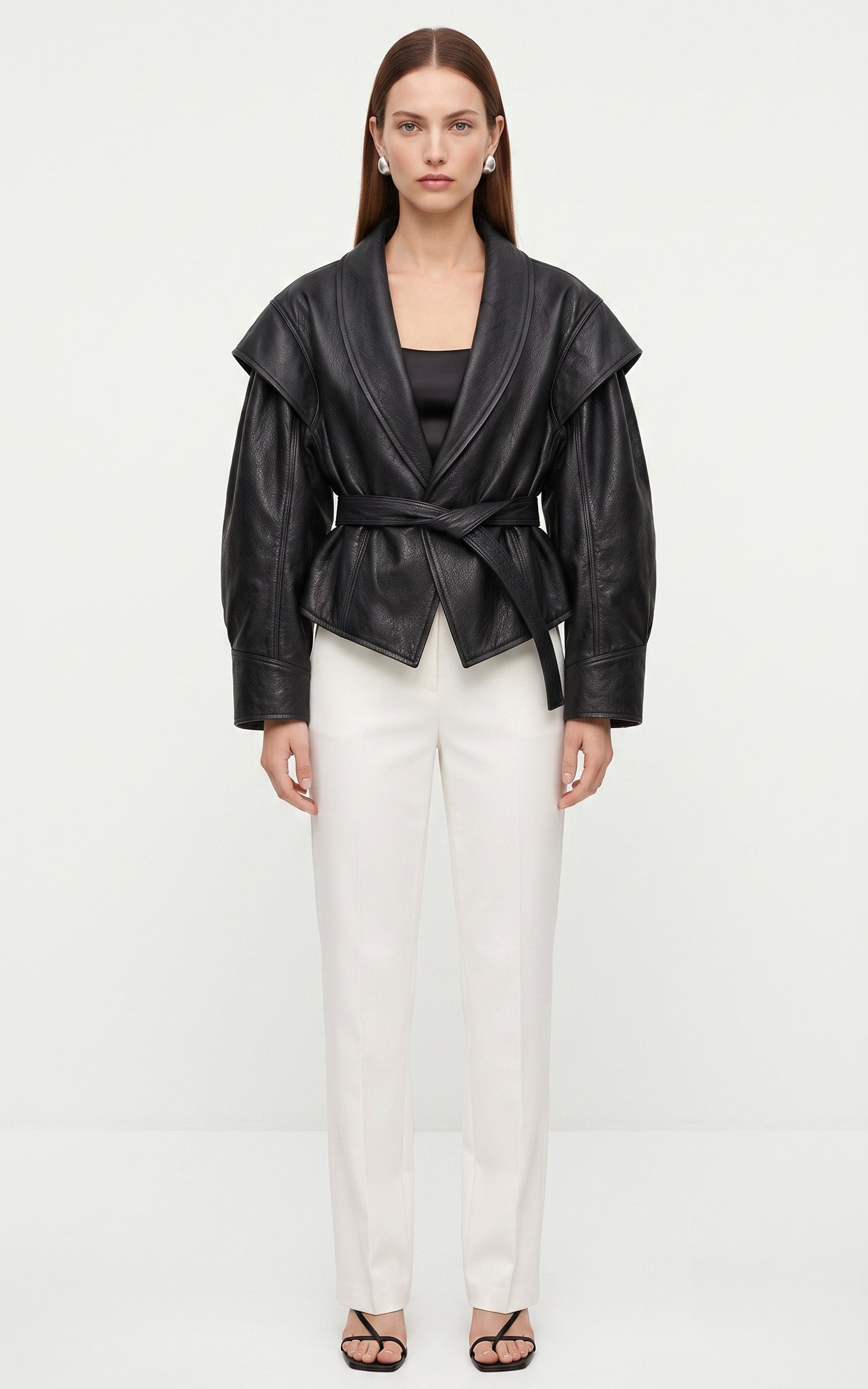 Veste cuir ceinturé Mia noir 3