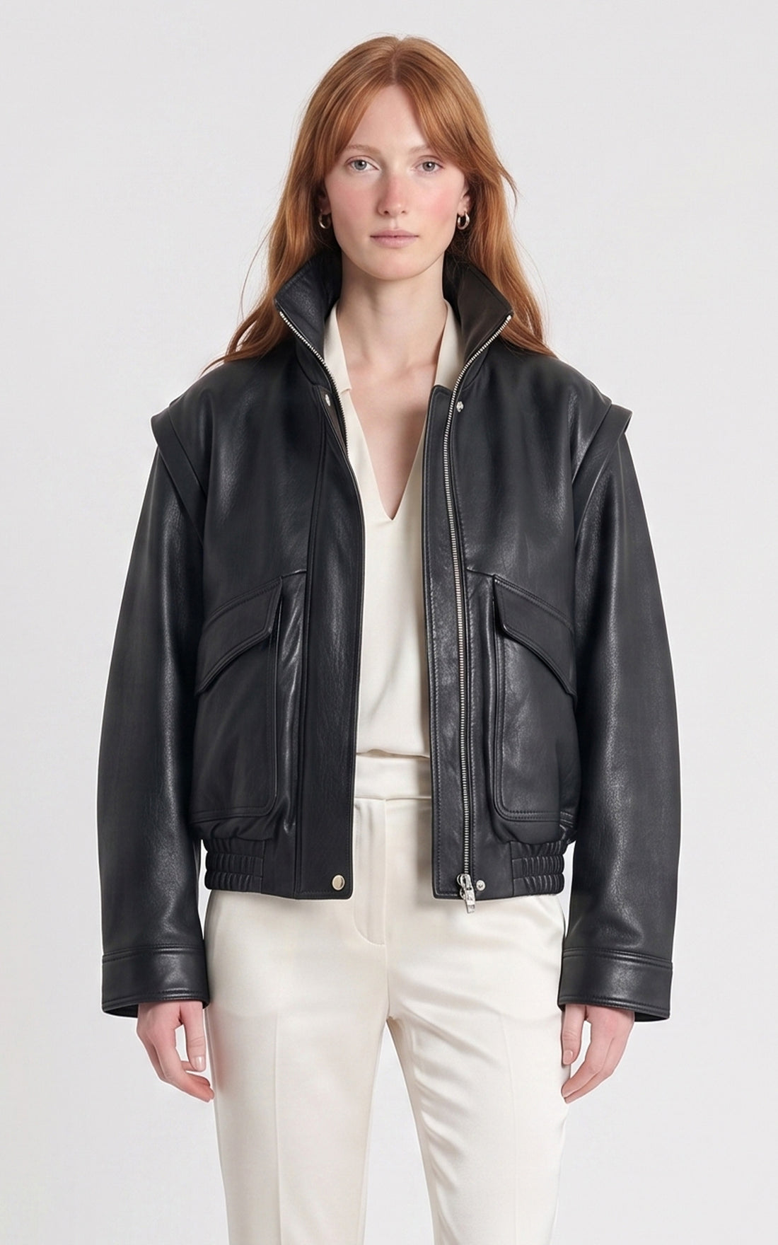 Blouson cuir oversize Flow noir