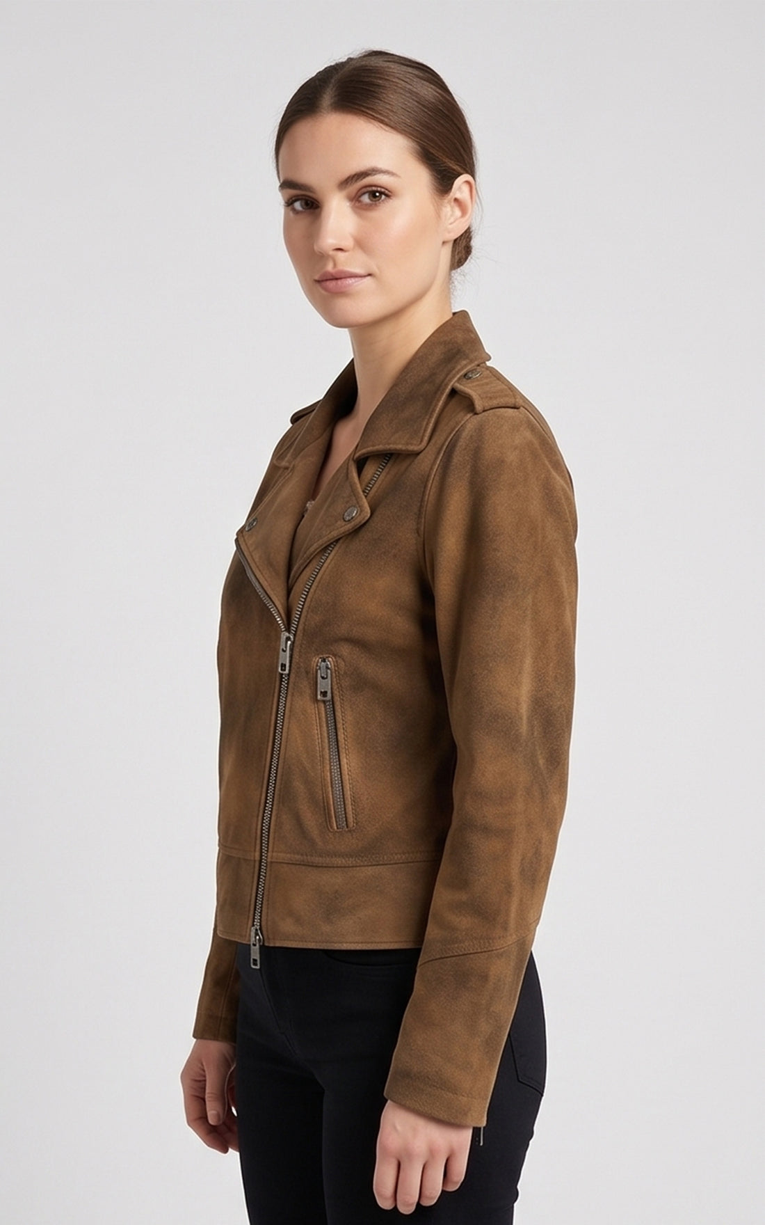 Perfecto en daim Joella cognac