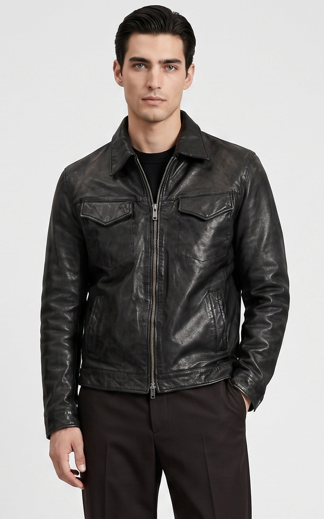Blouson cuir worker 87131 noir