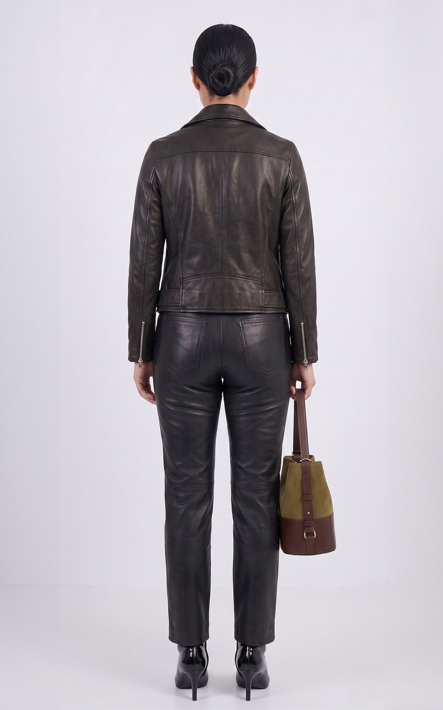 Black Sana curve leather Perfecto jacket