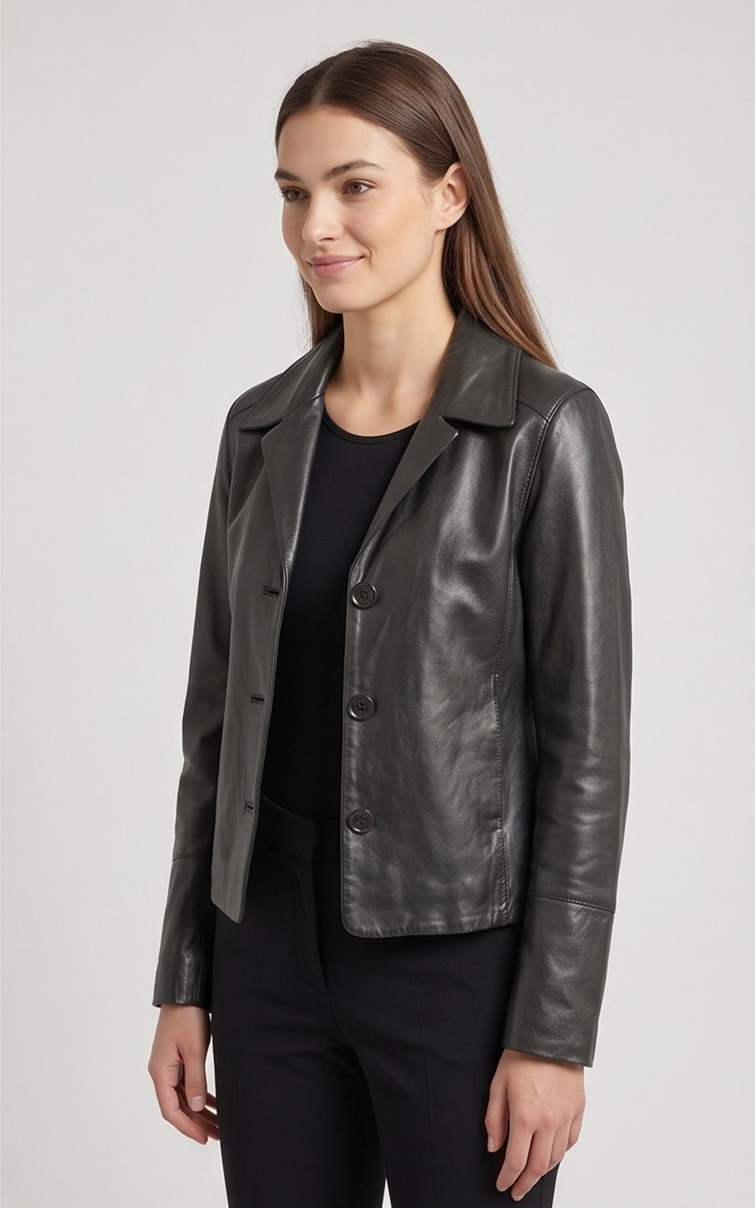 Chaqueta de cuero Lexia negra