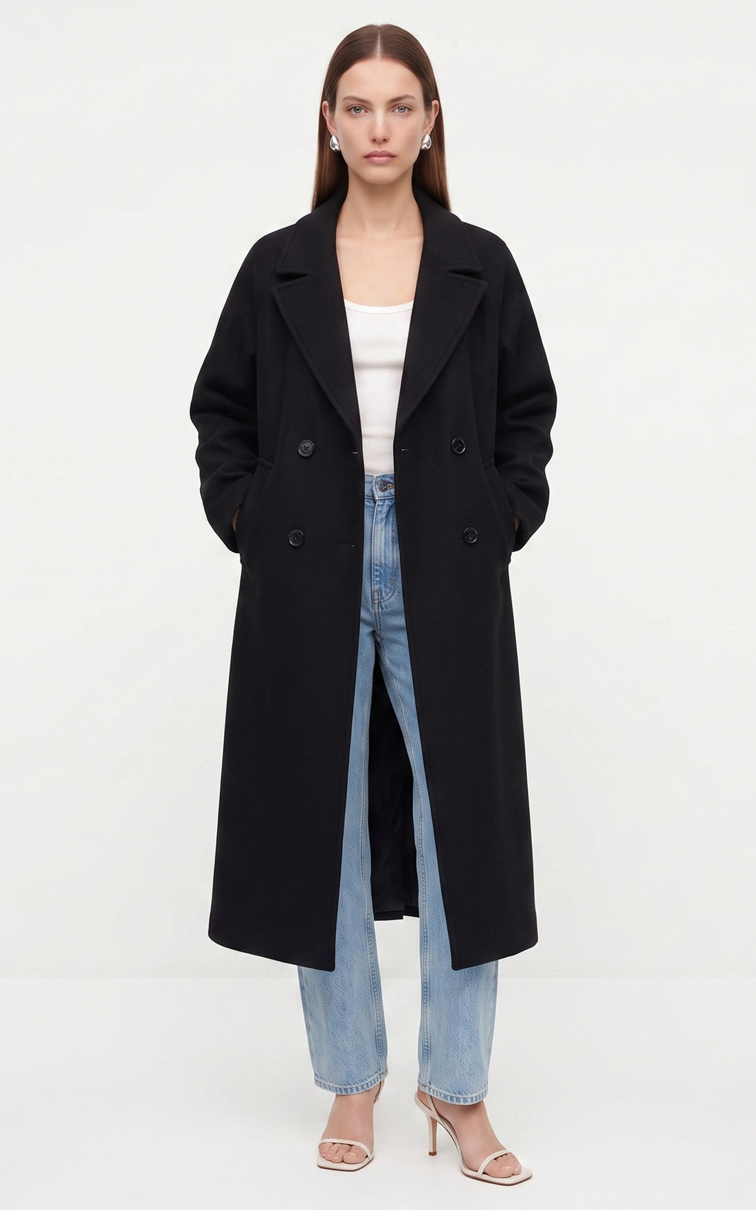 Manteau long laine Grace noir