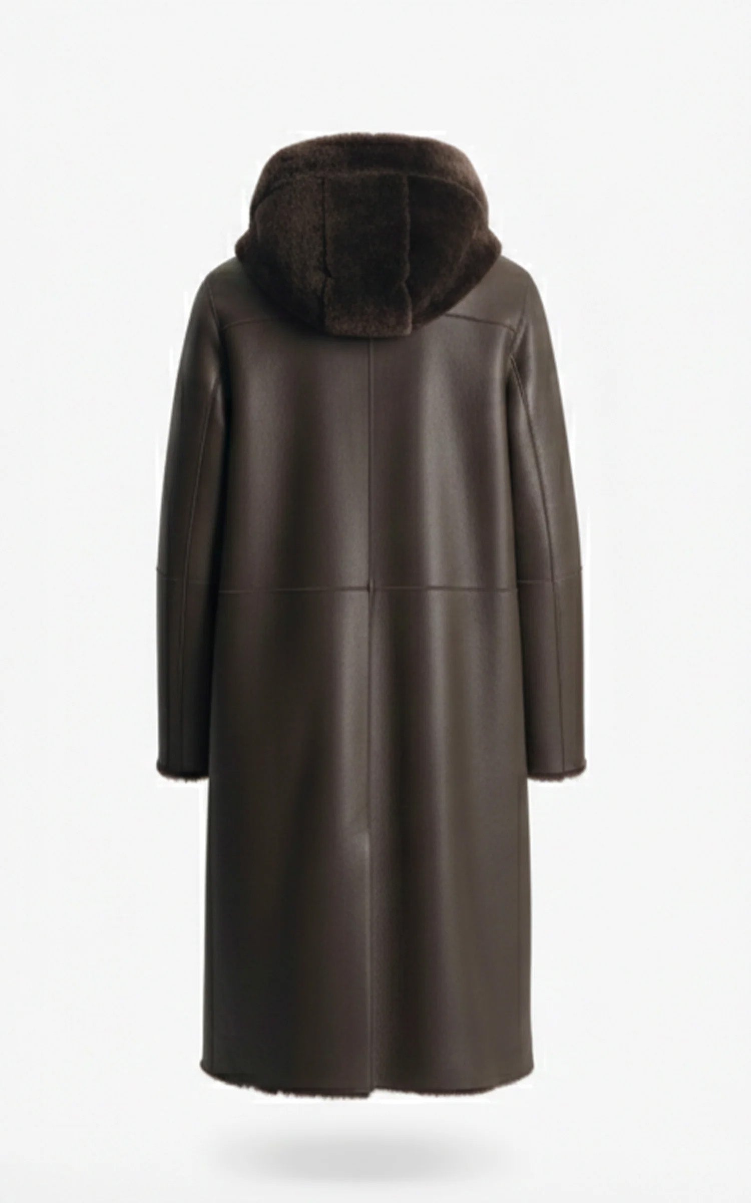 Brown shearling hooded coat 3