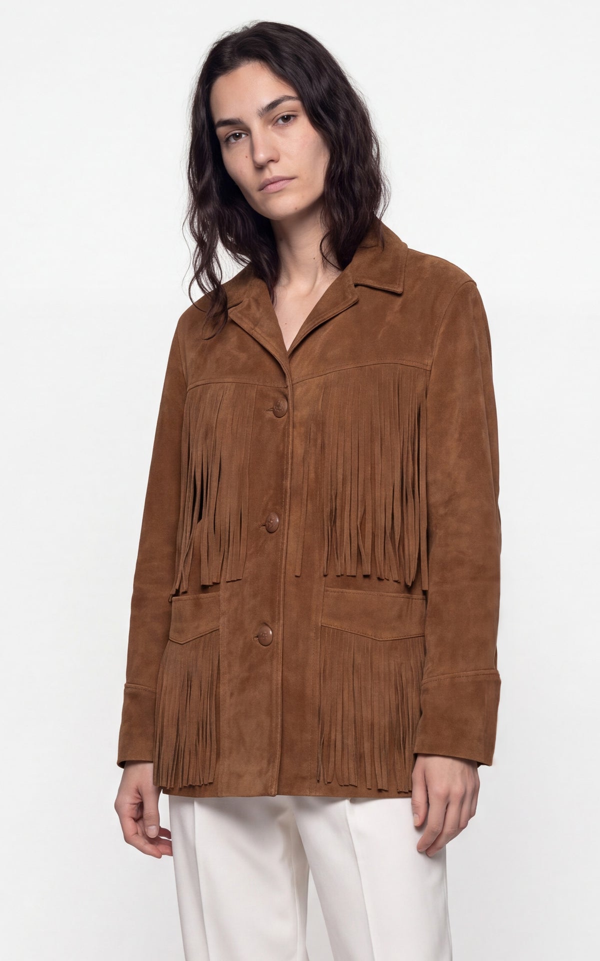 Veste Western à franges velours LCWMILENA cognac