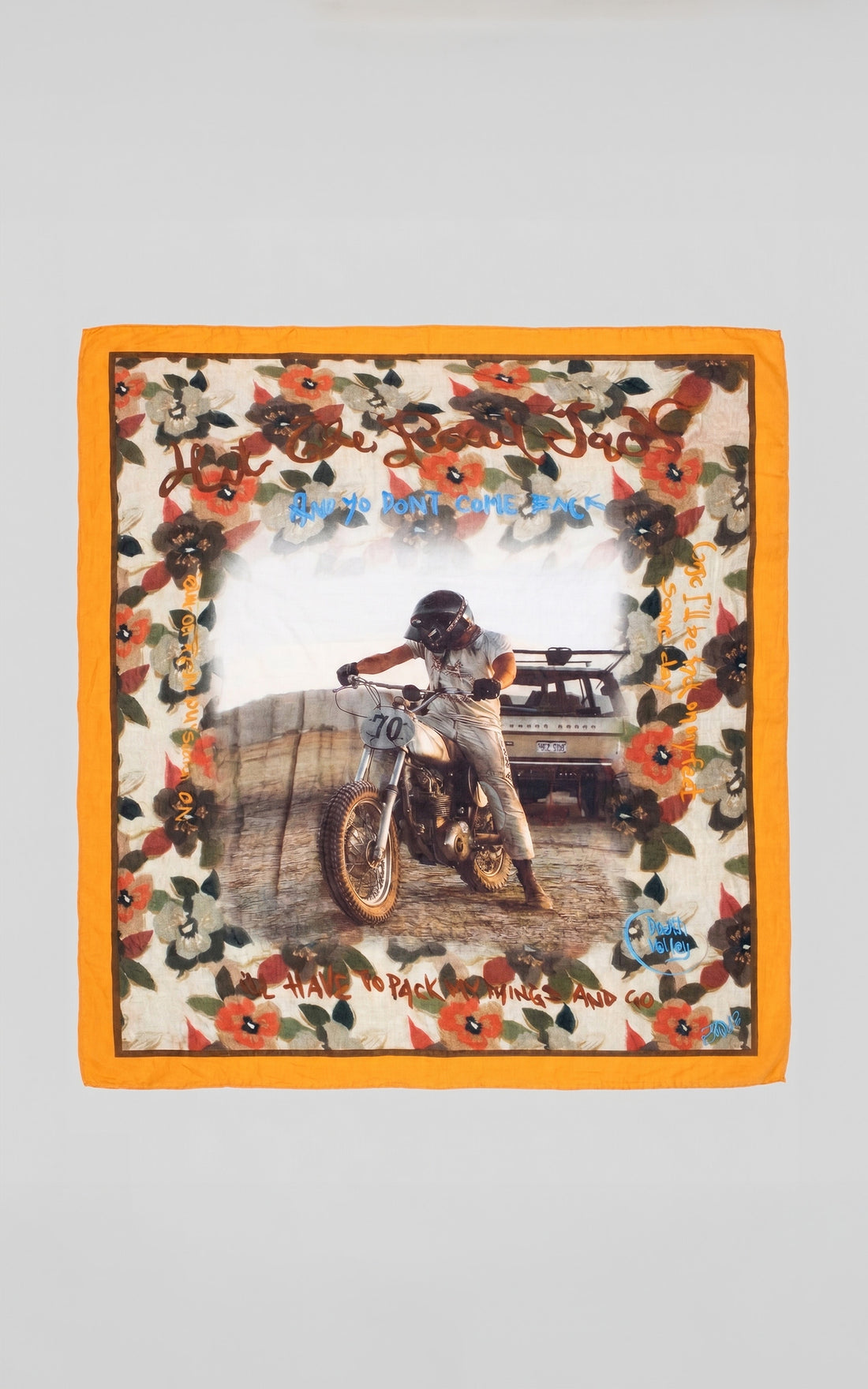 Écharpe imprimé en soie Lucky jaune