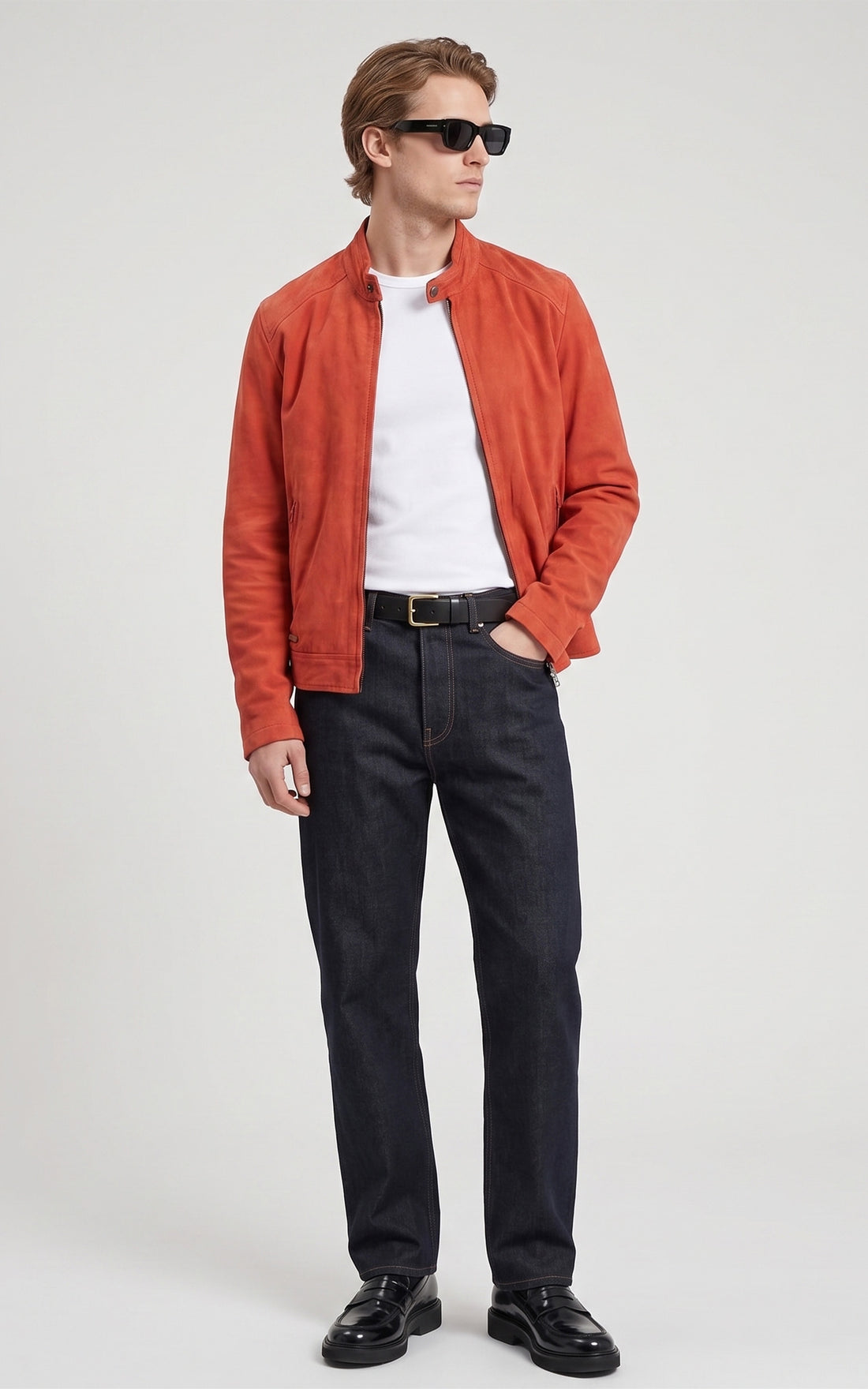Blouson daim Delf rouge