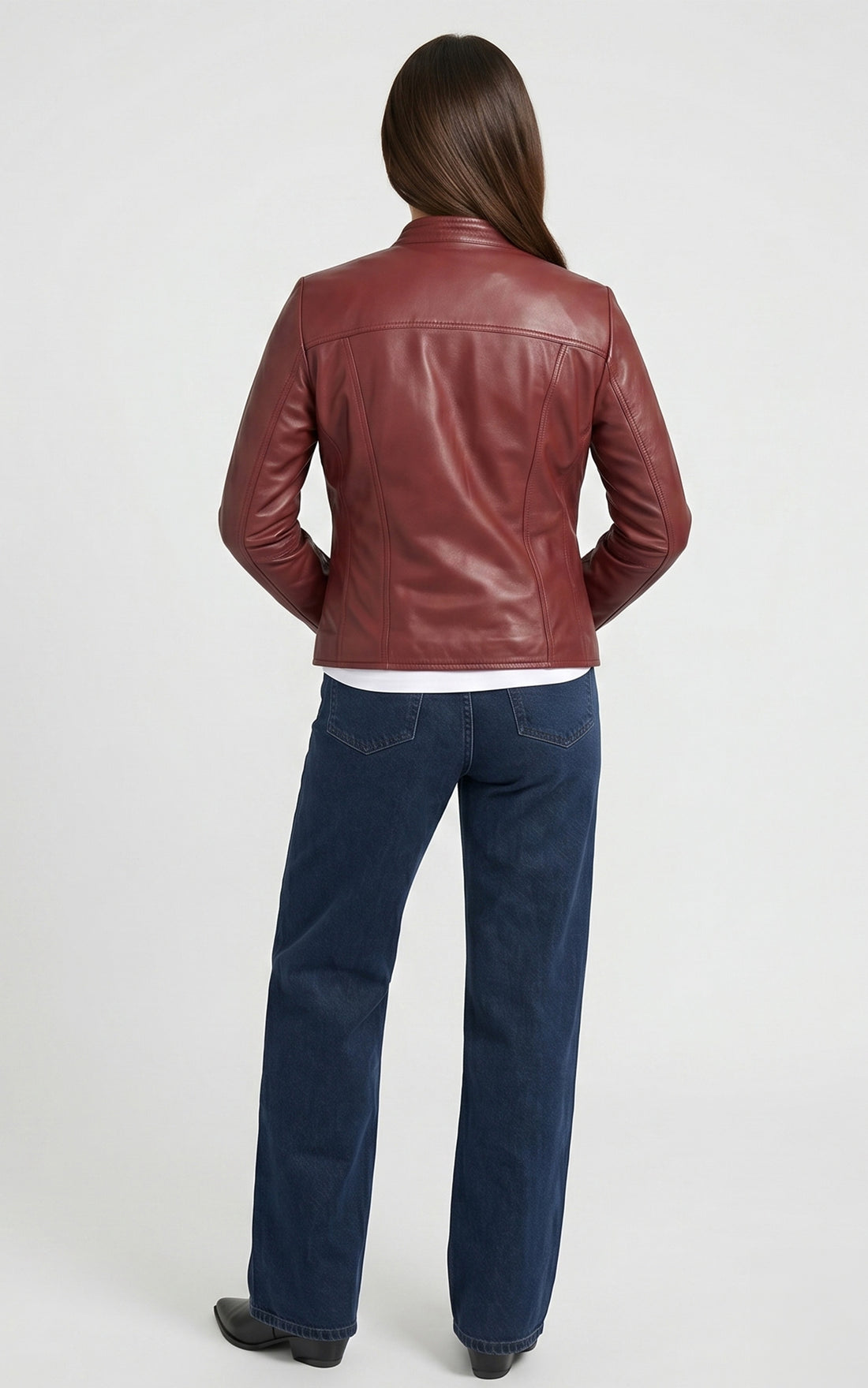 Blouson confort cuir rouge