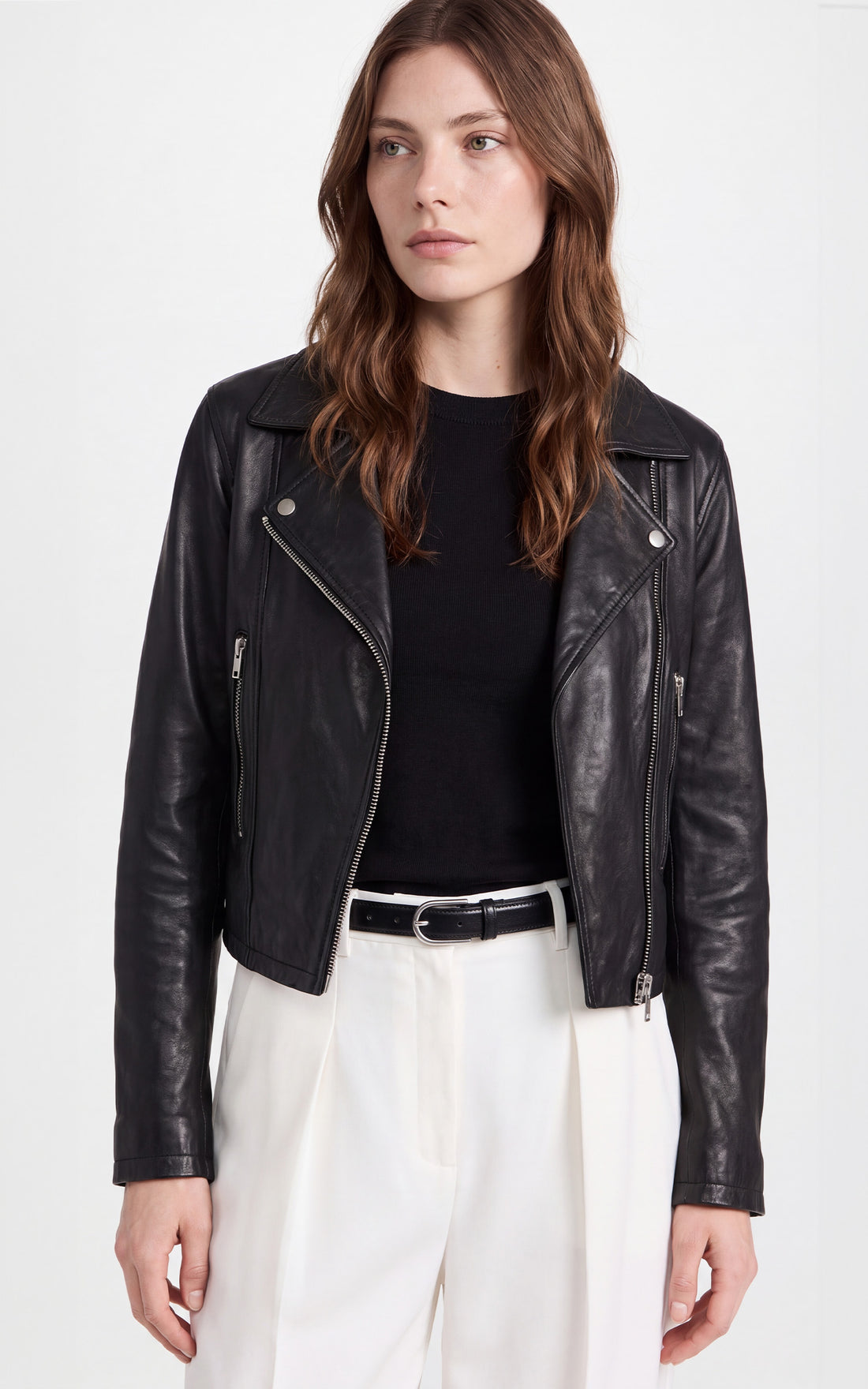 Perfecto cuir court Tory noir