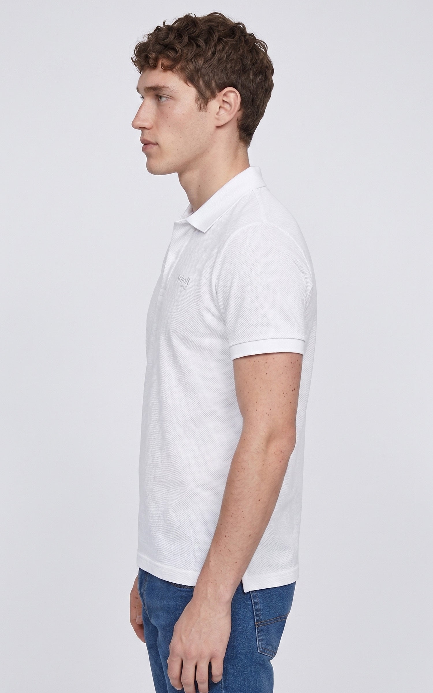 Polo effet gaufré blanc 2