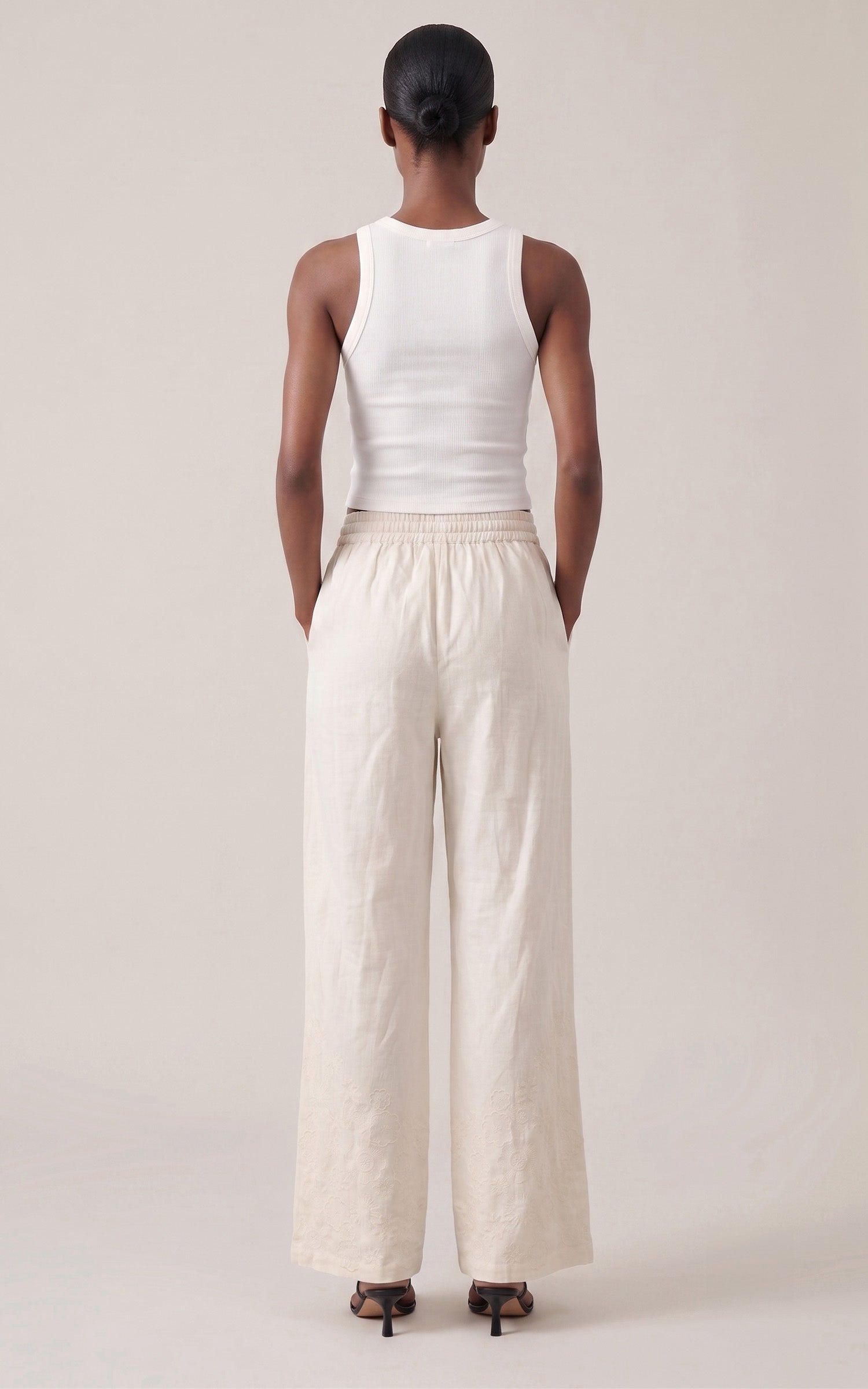 Esteban ecru lightweight trousers 4