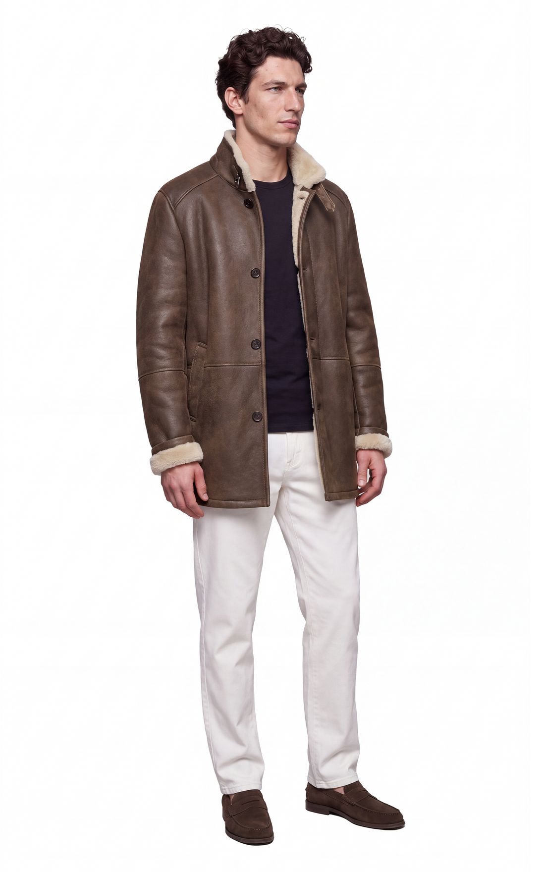 Veste peau lainée Jack marron