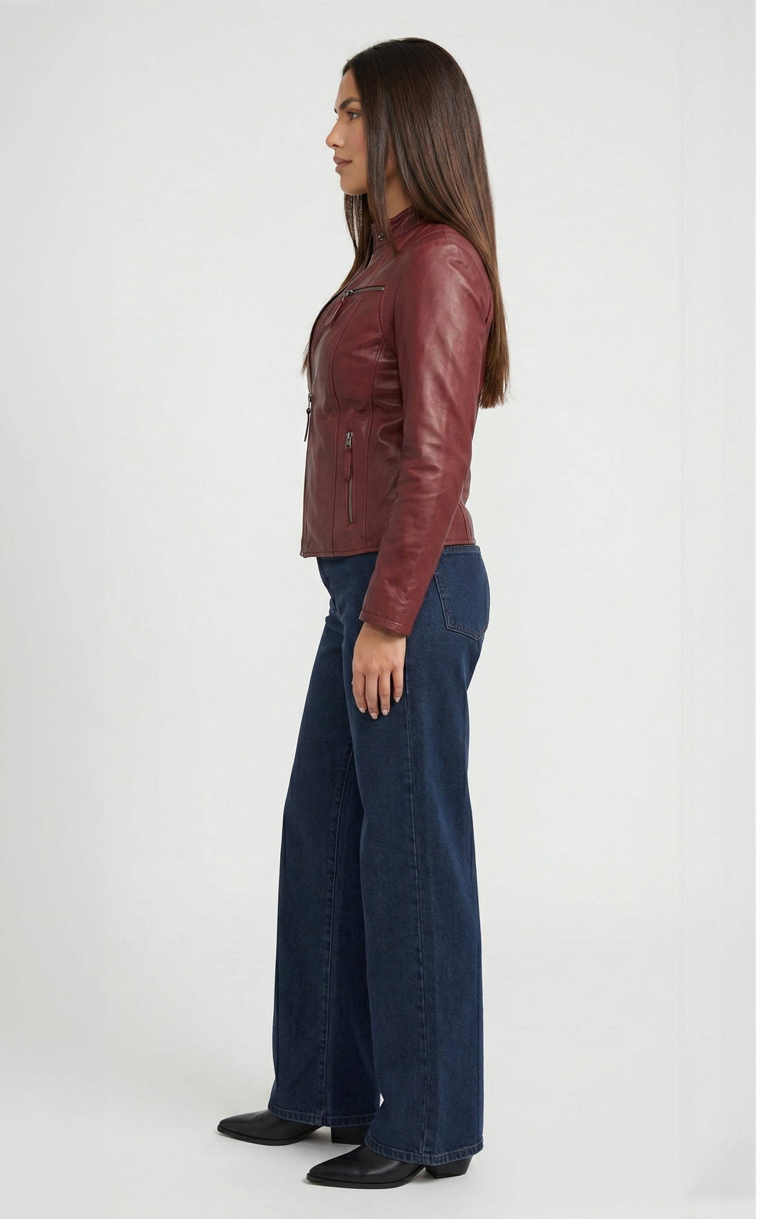 Blouson confort cuir rouge