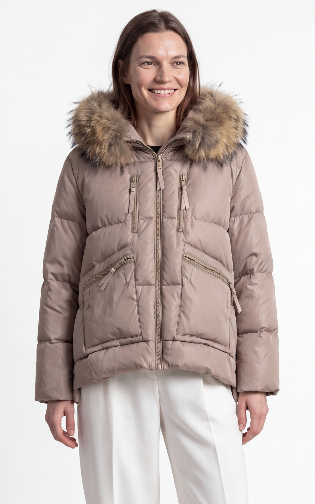 Doudoune courte à capuche Fugge beige