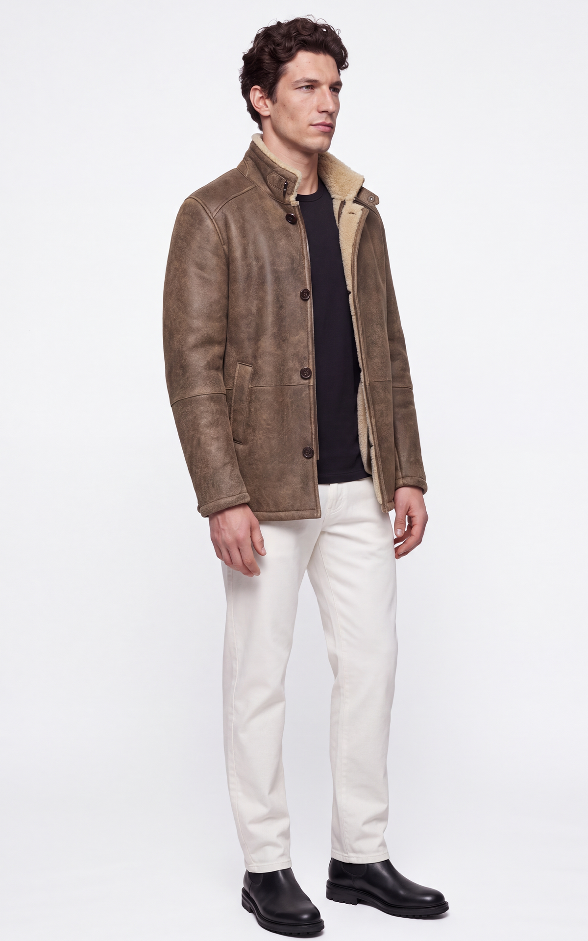 Veste peau lainée agneau Jack marron 3