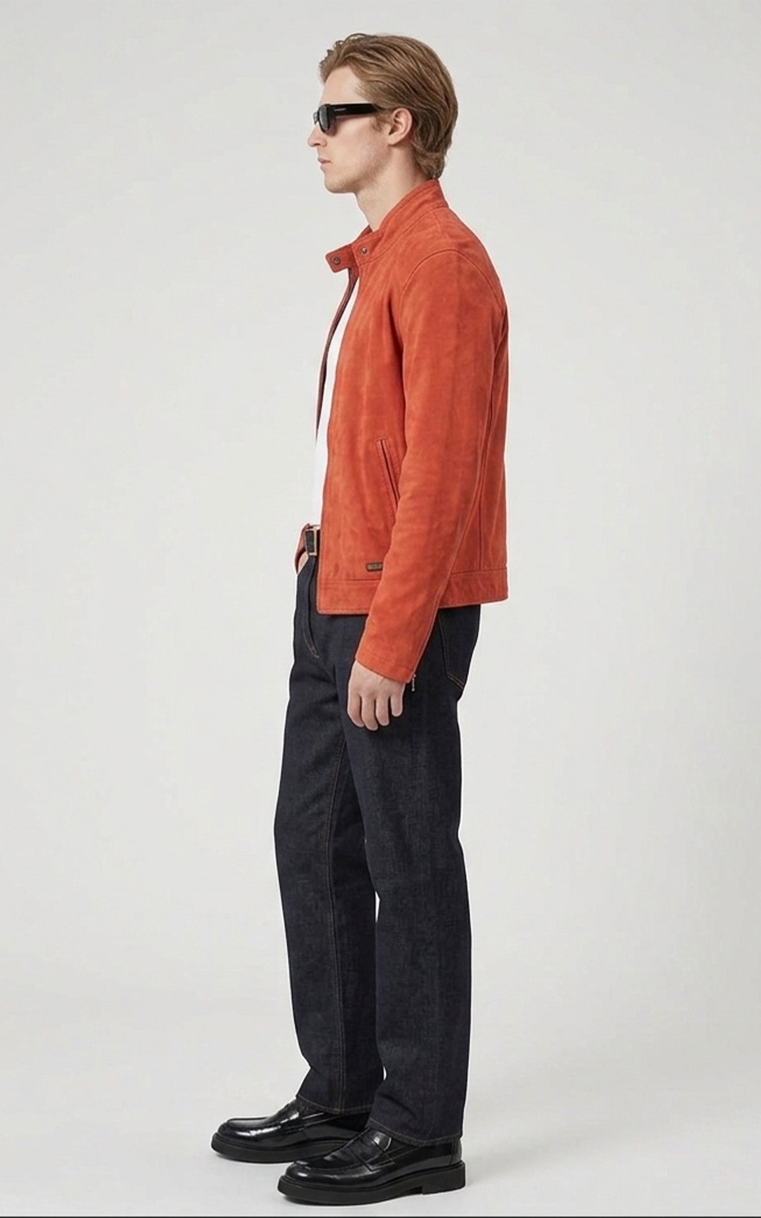 Blouson daim Delf rouge 2