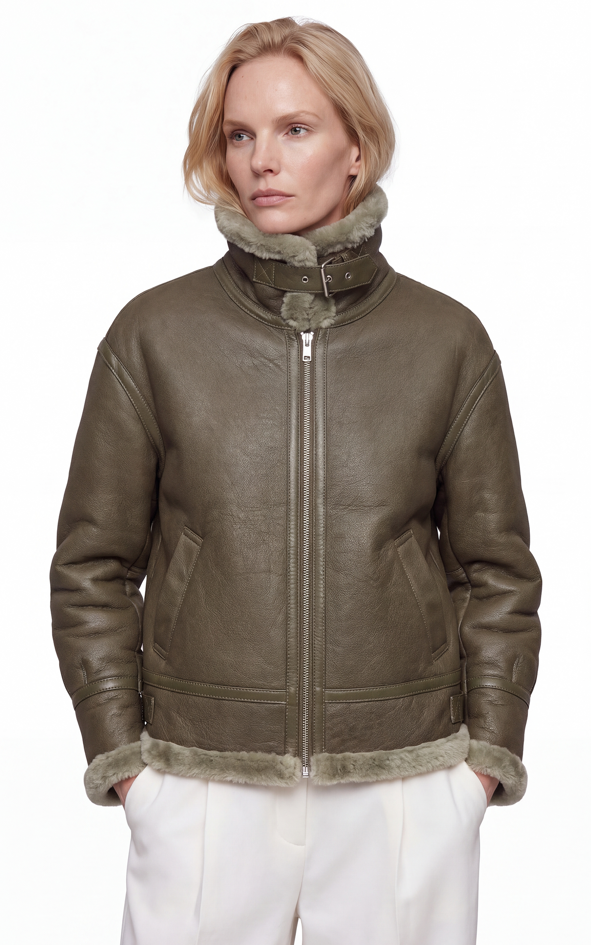 Bombardier cuir Justine vert