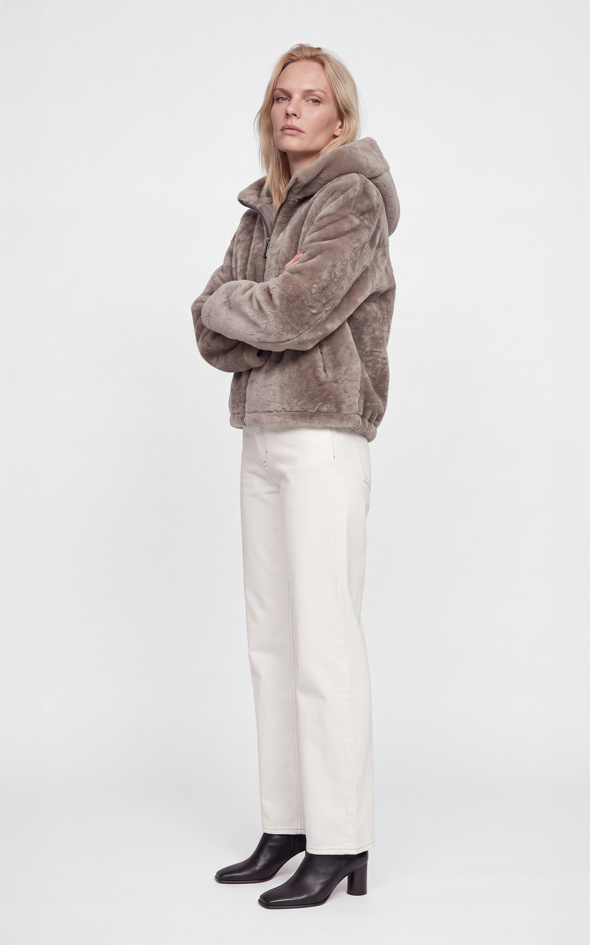 Veste peau lainée Jenny beige