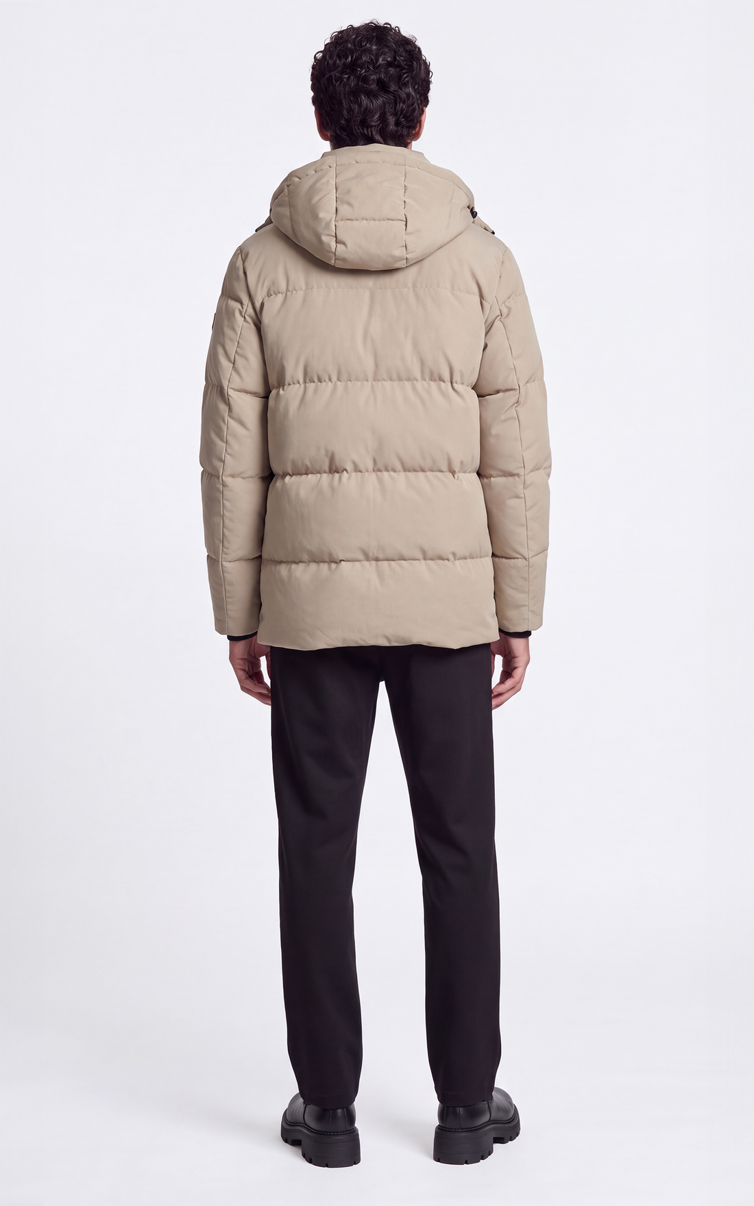 Doudoune à capuche en duvet Soho 3Q beige