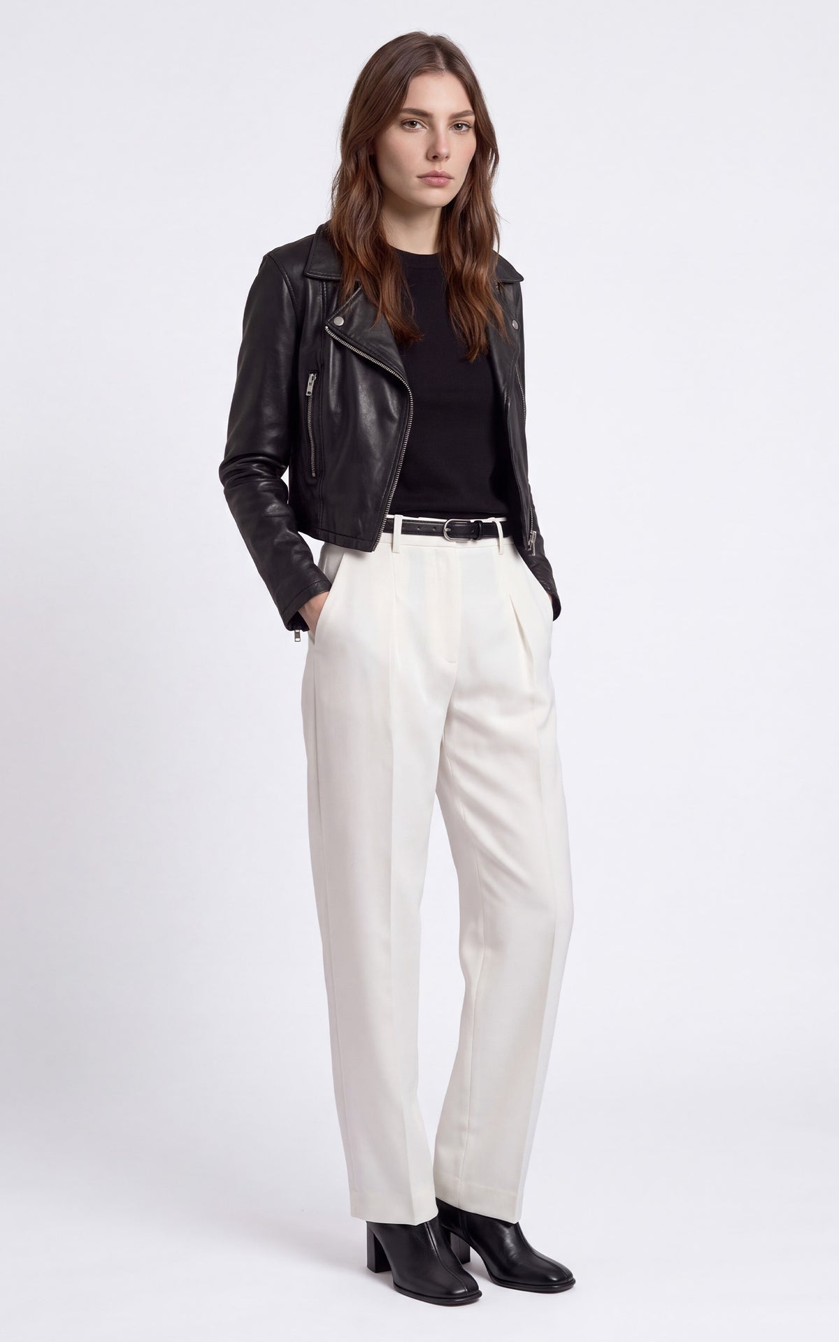 Perfecto cuir court Tory noir