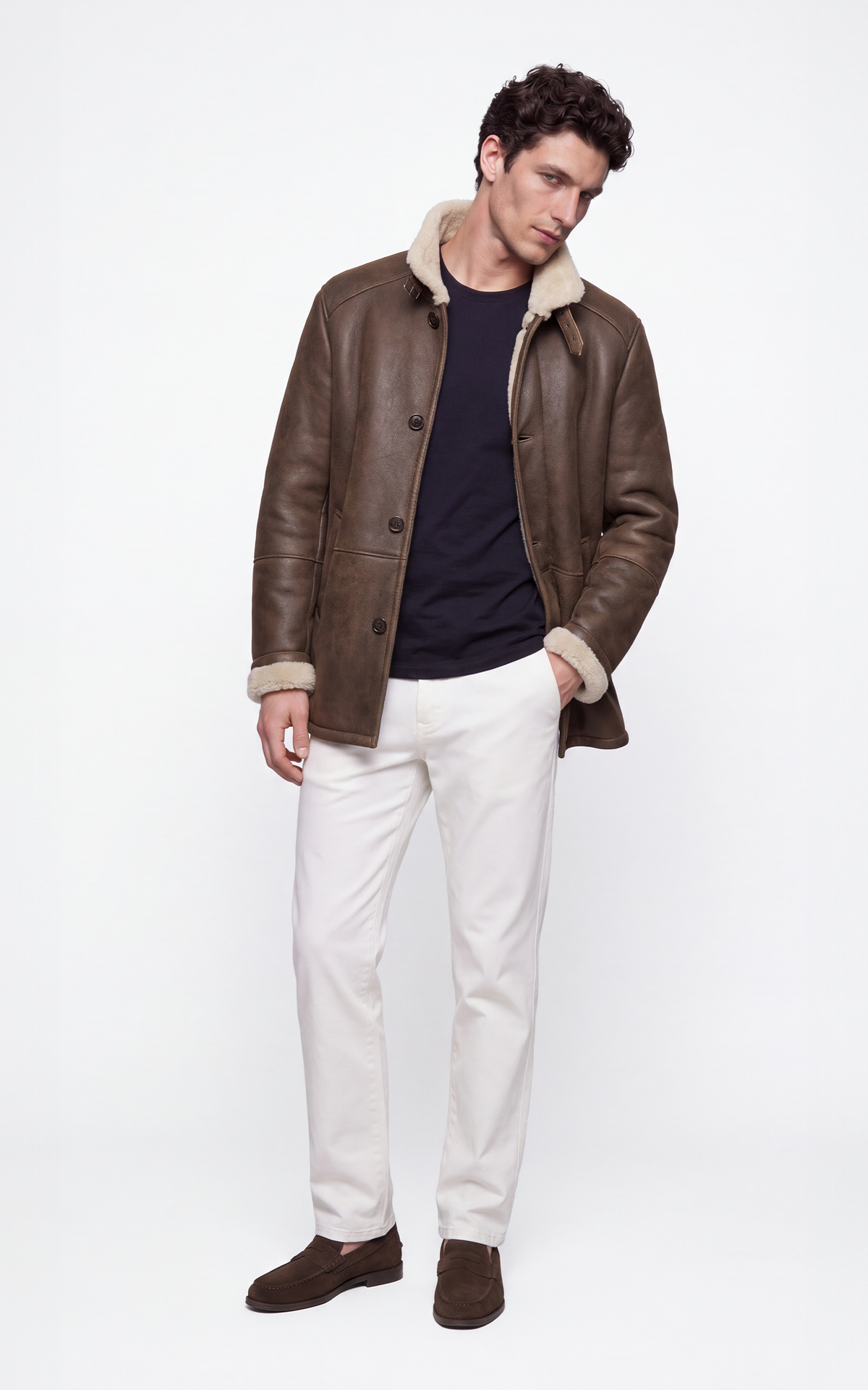 Veste peau lainée Jack marron 2