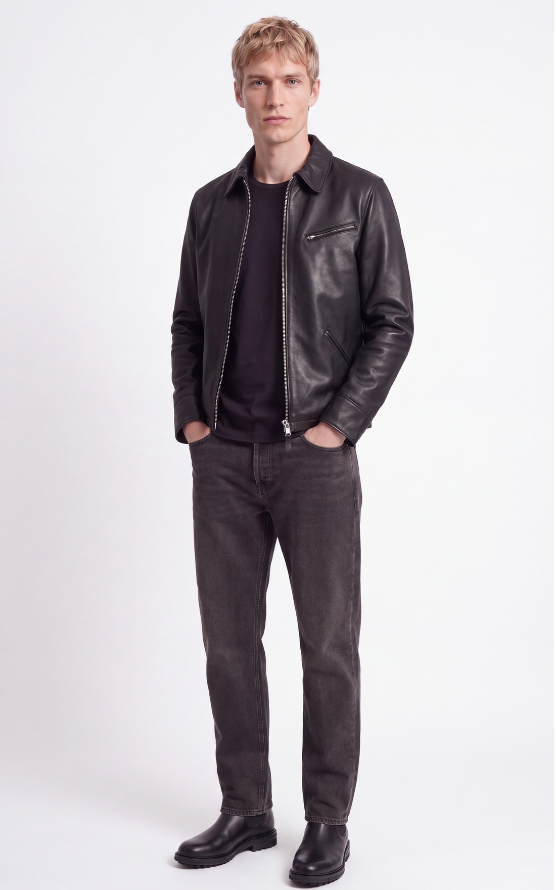 Blouson cuir LC952 noir