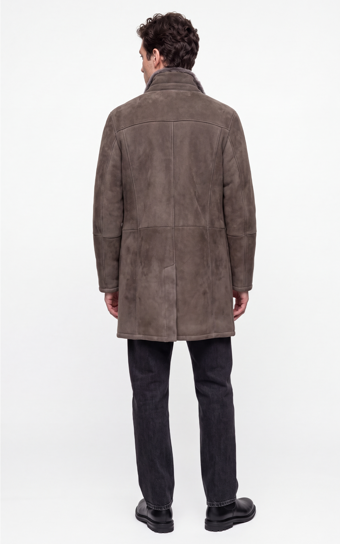 Manteau long peau lainée Carlo gris