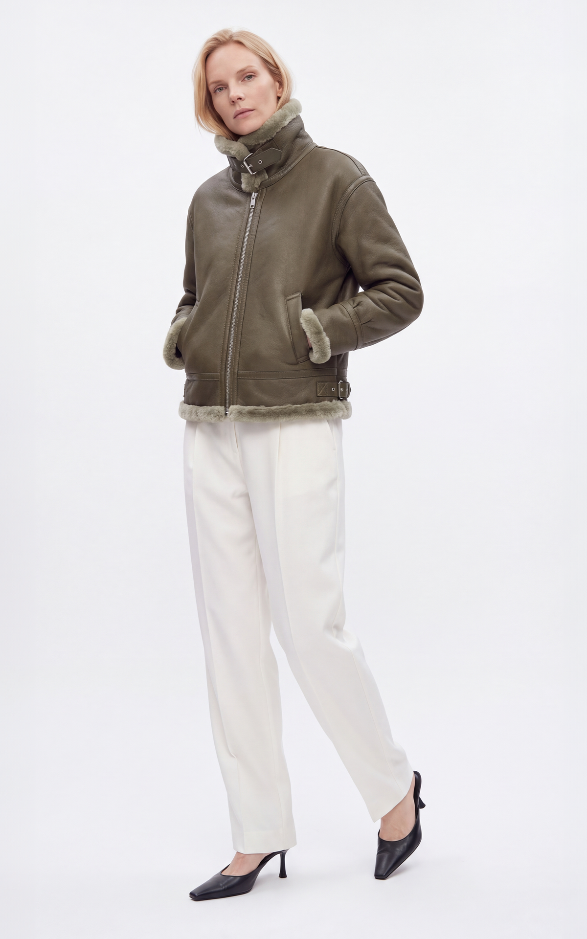 Bombardier cuir Justine vert 2