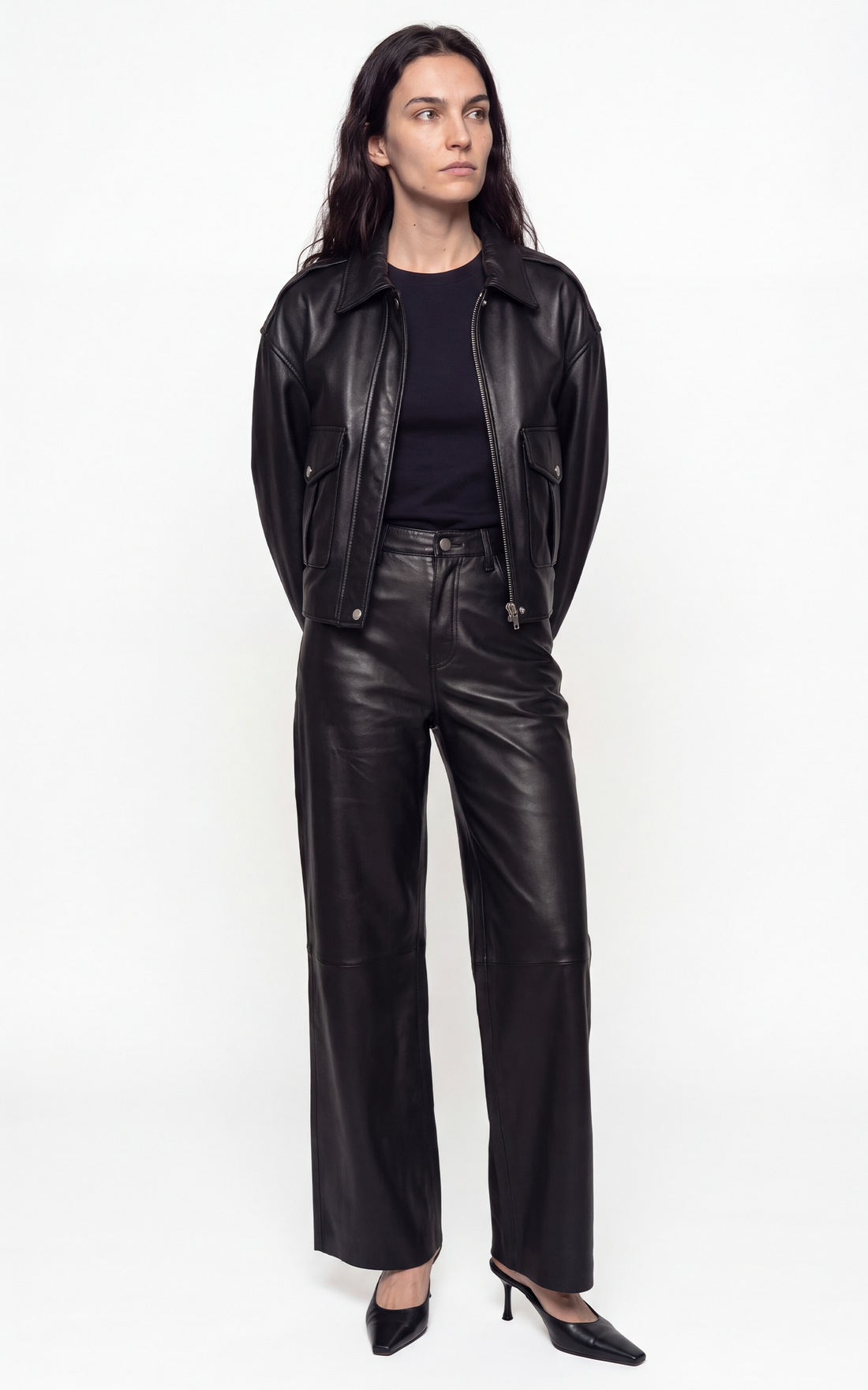 Blouson pilote cuir LCWDELIA noir