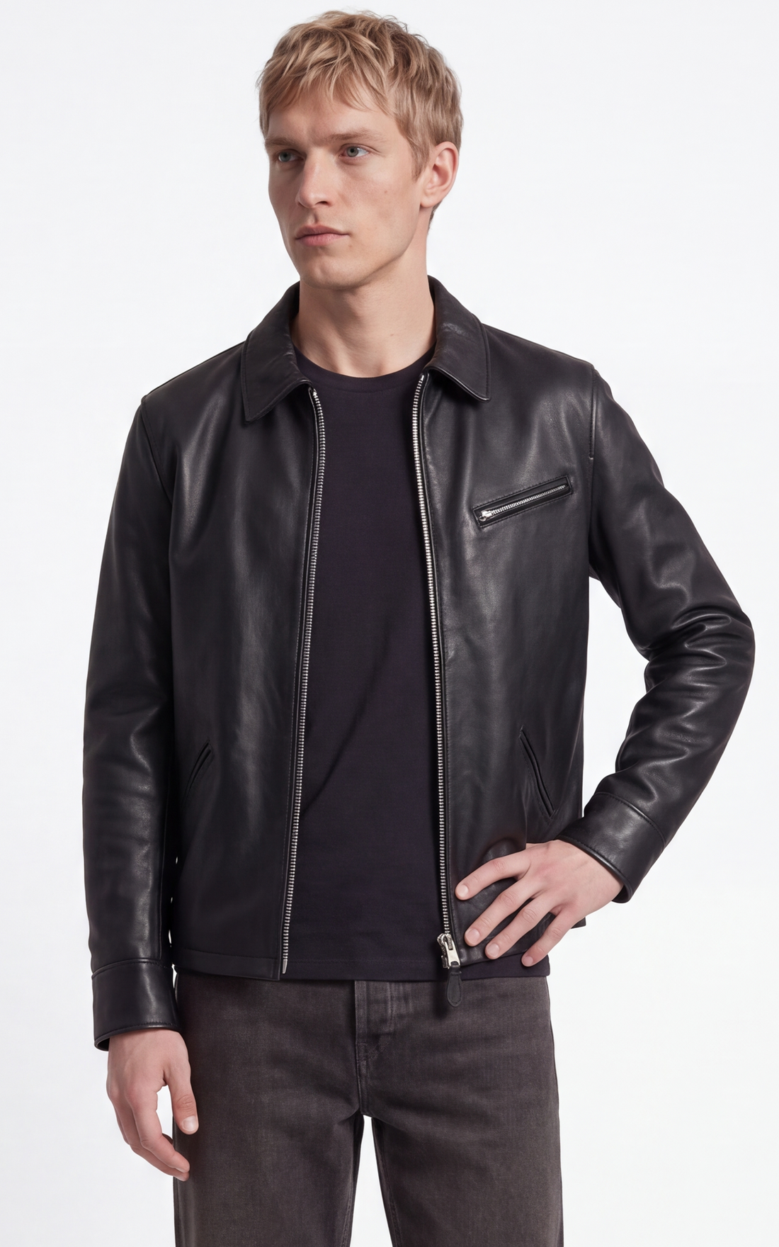 Blouson cuir LC952 noir