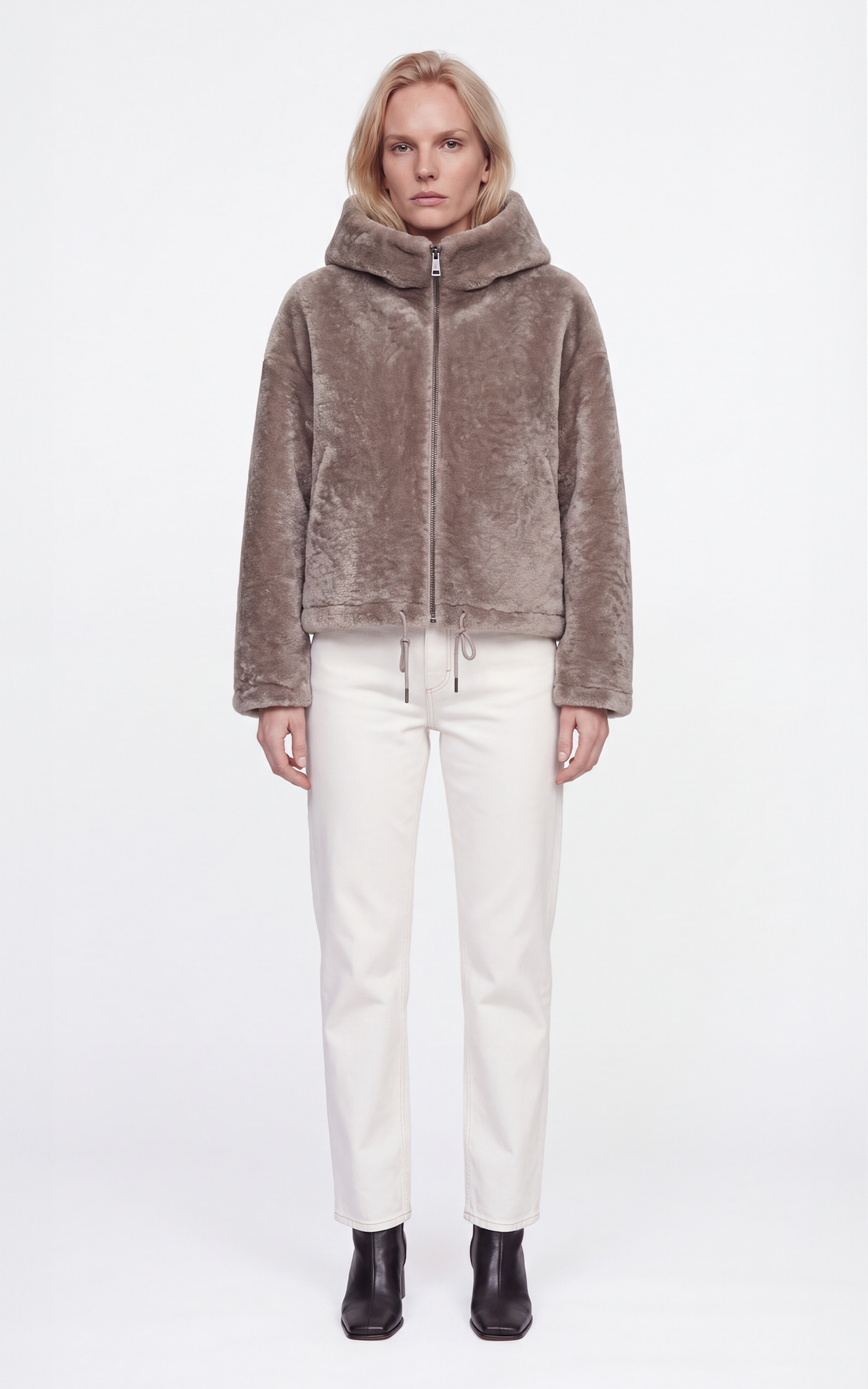 Veste peau lainée Jenny beige