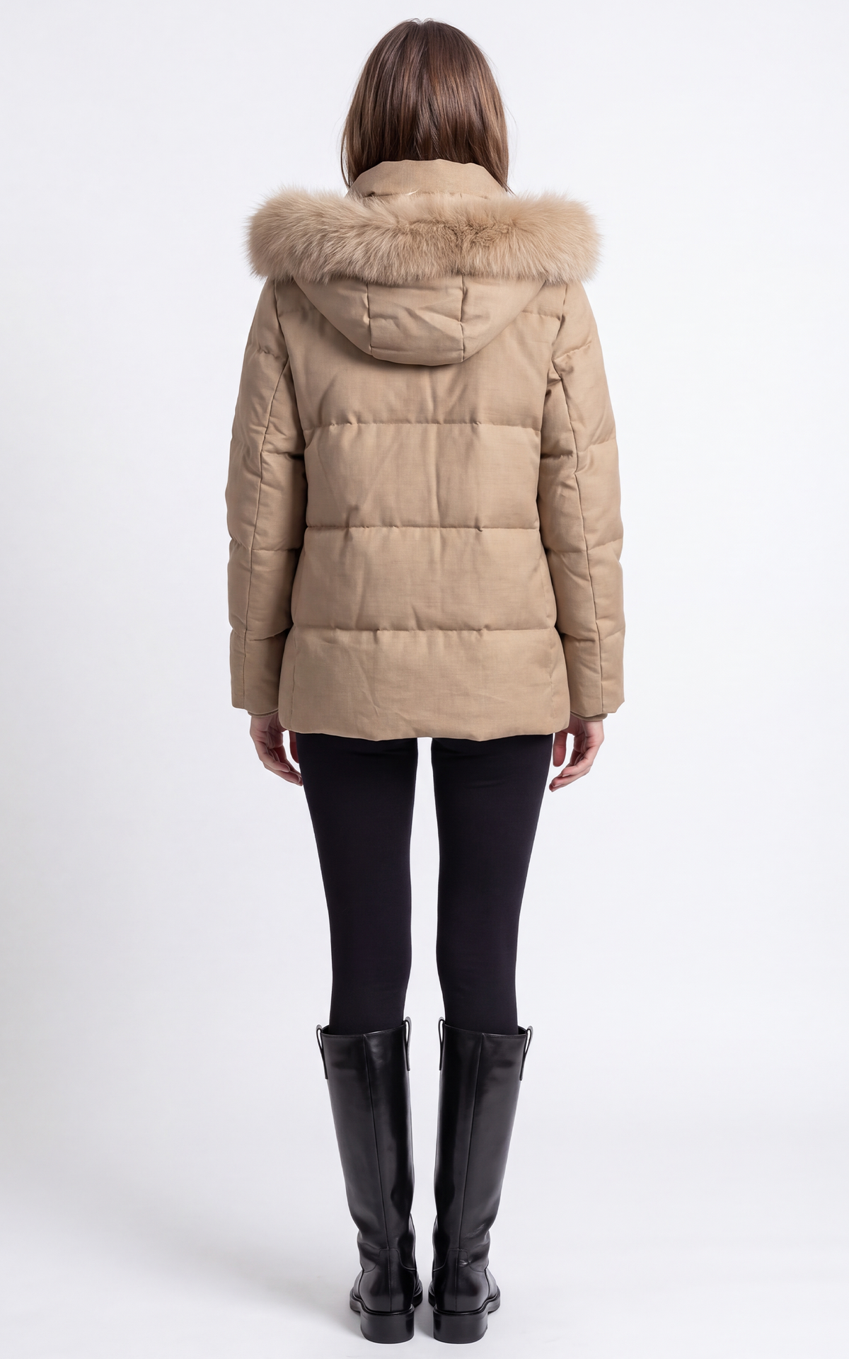 Doudoune à capuche avec fourrure Jadaba beige 4